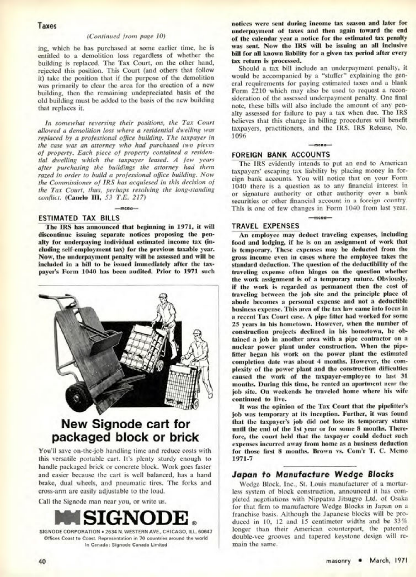 Masonry Magazine March 1971 Page. 40