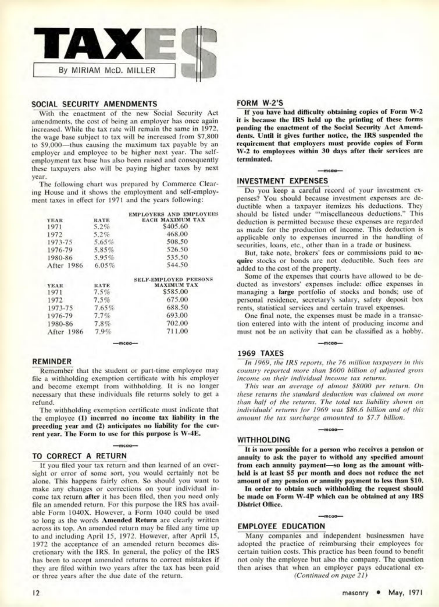 Masonry Magazine May 1971 Page. 12