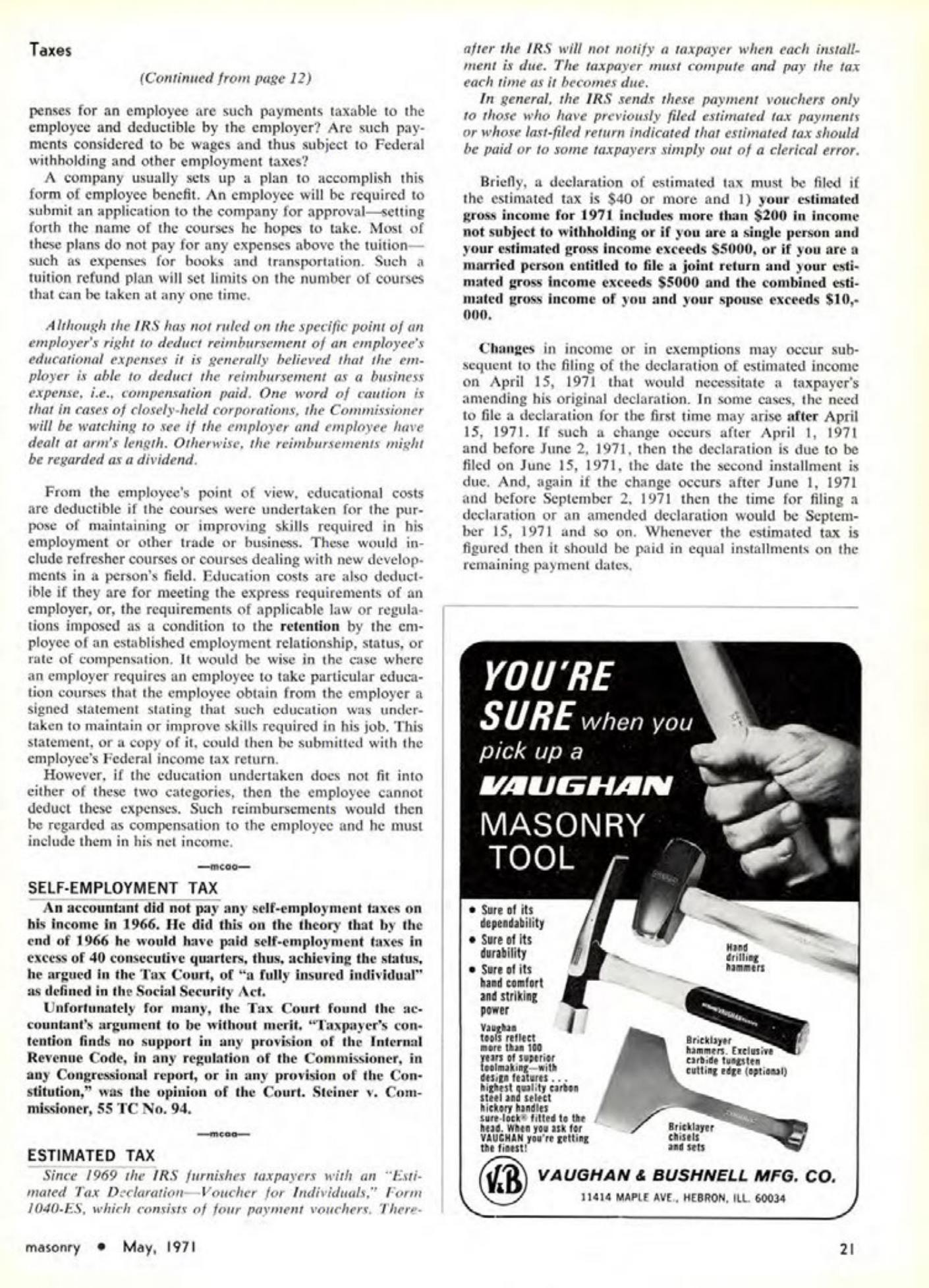 Masonry Magazine May 1971 Page. 21