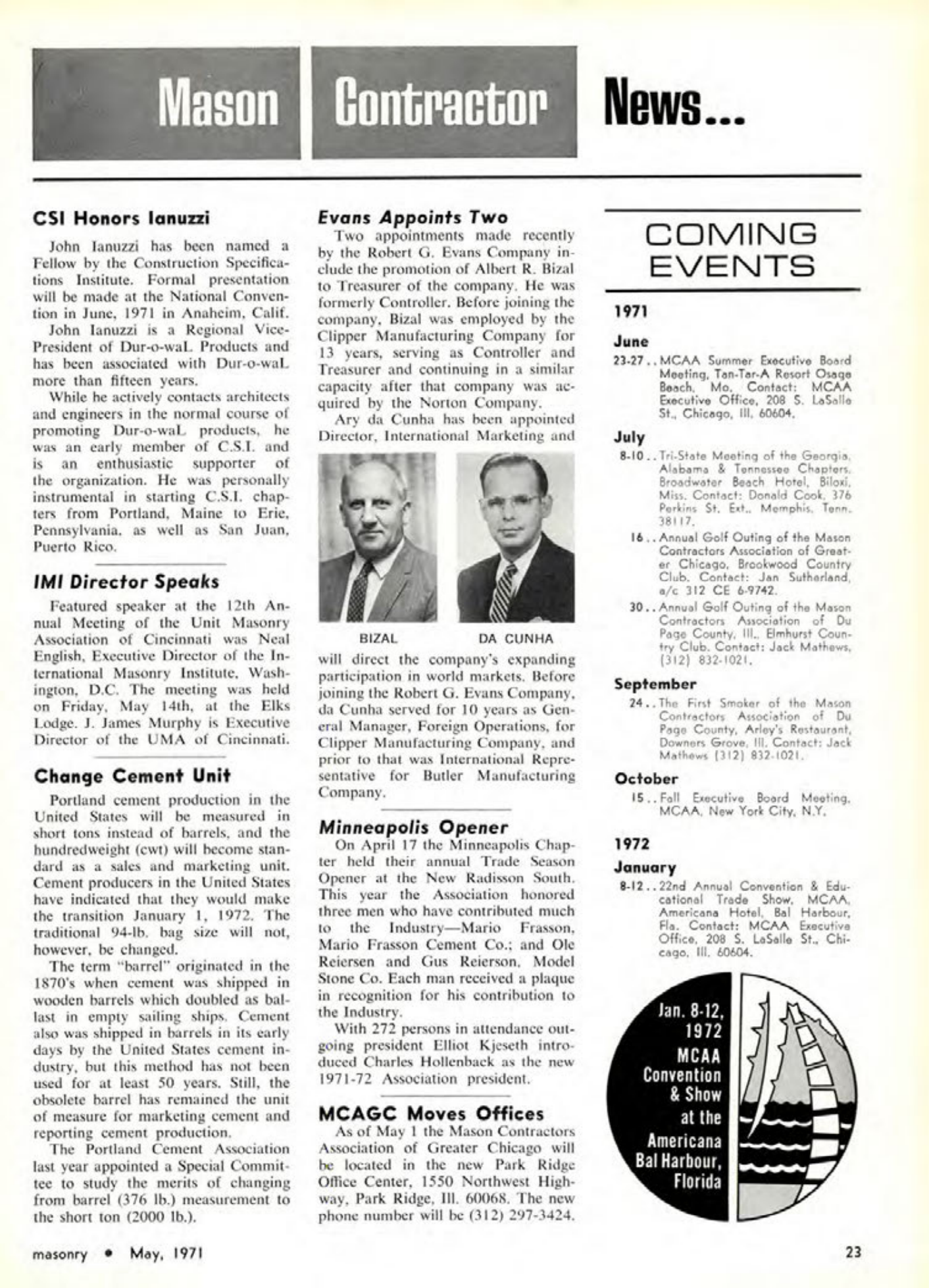 Masonry Magazine May 1971 Page. 23