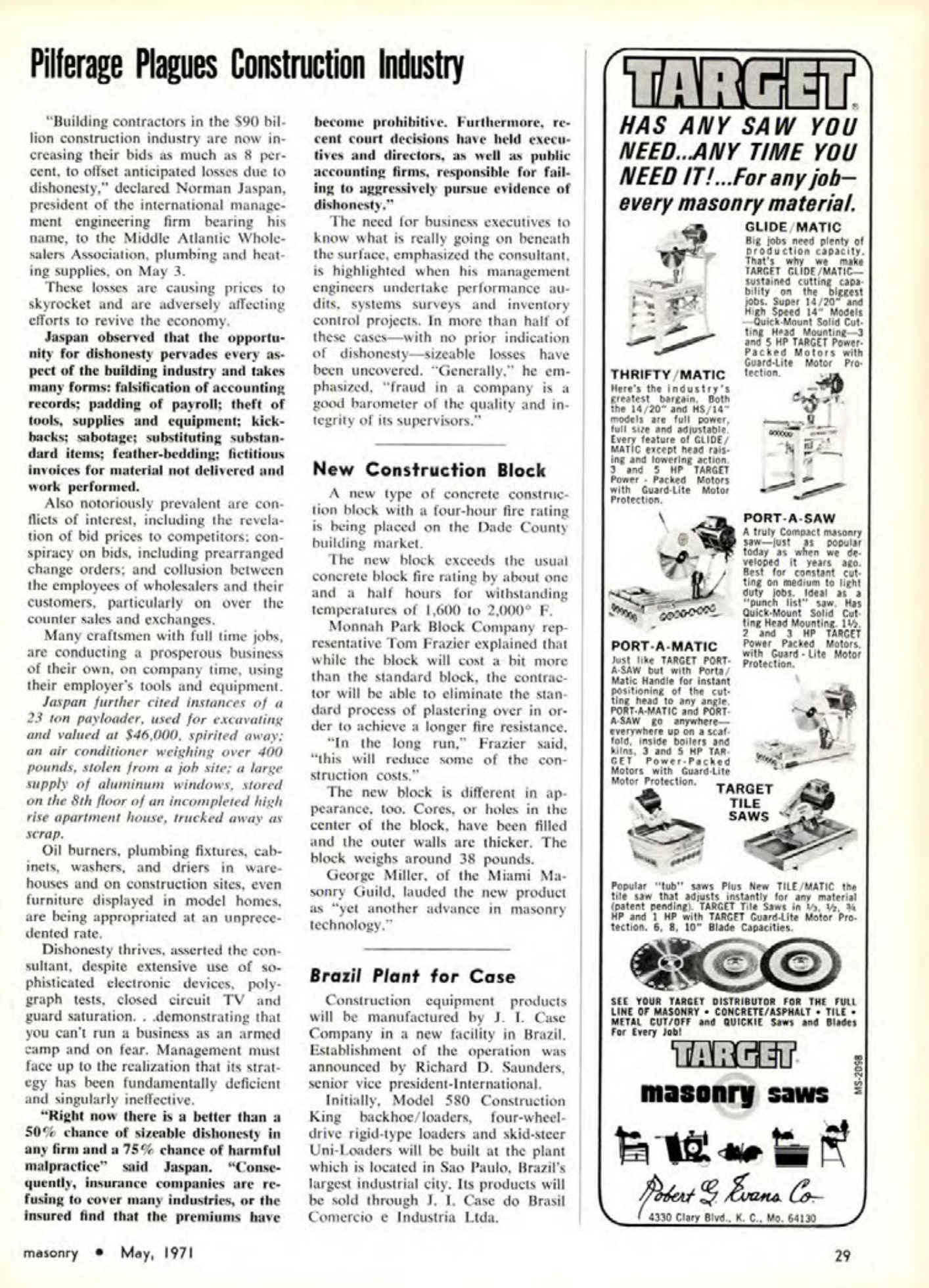 Masonry Magazine May 1971 Page. 29