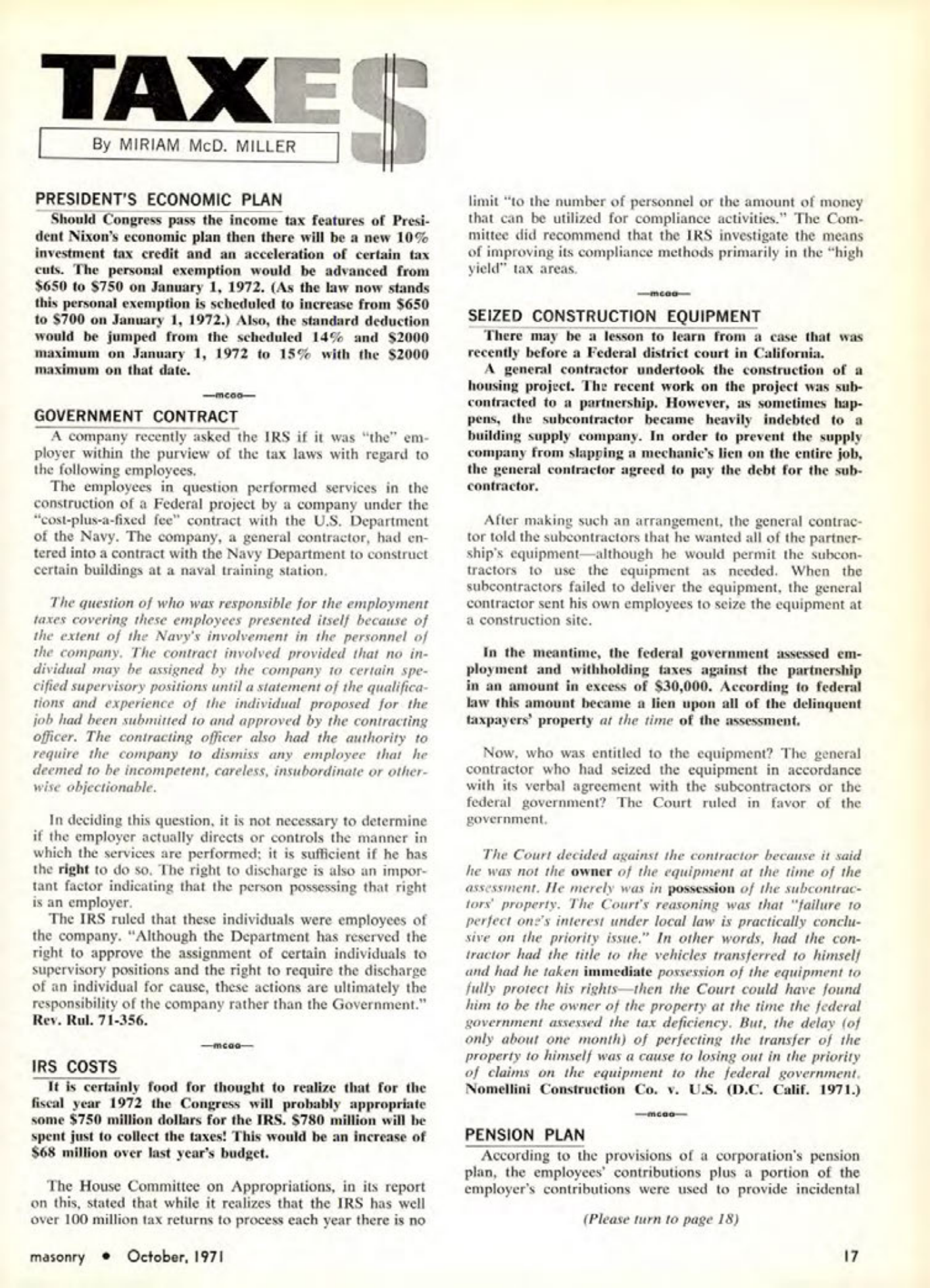 Masonry Magazine October 1971 Page. 17