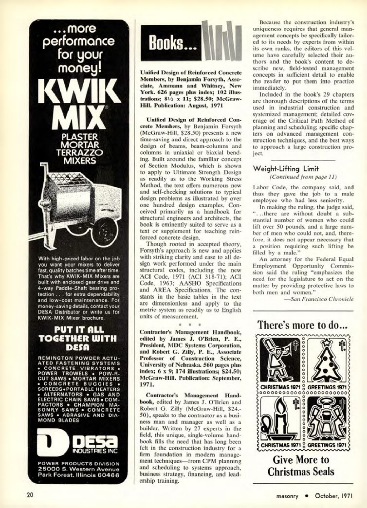 Masonry Magazine October 1971 Page. 20