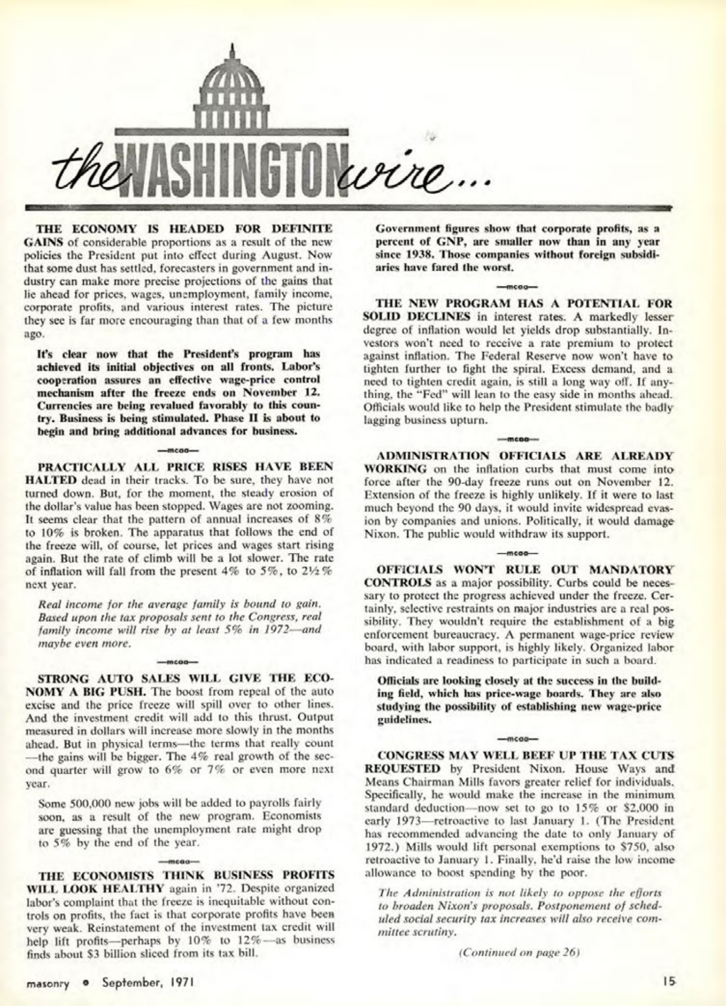 Masonry Magazine September 1971 Page. 15
