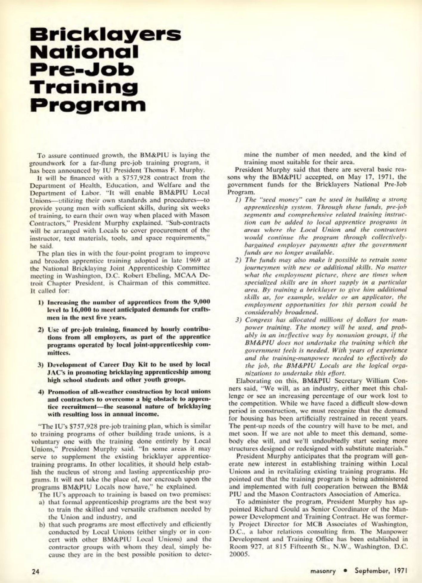 Masonry Magazine September 1971 Page. 20