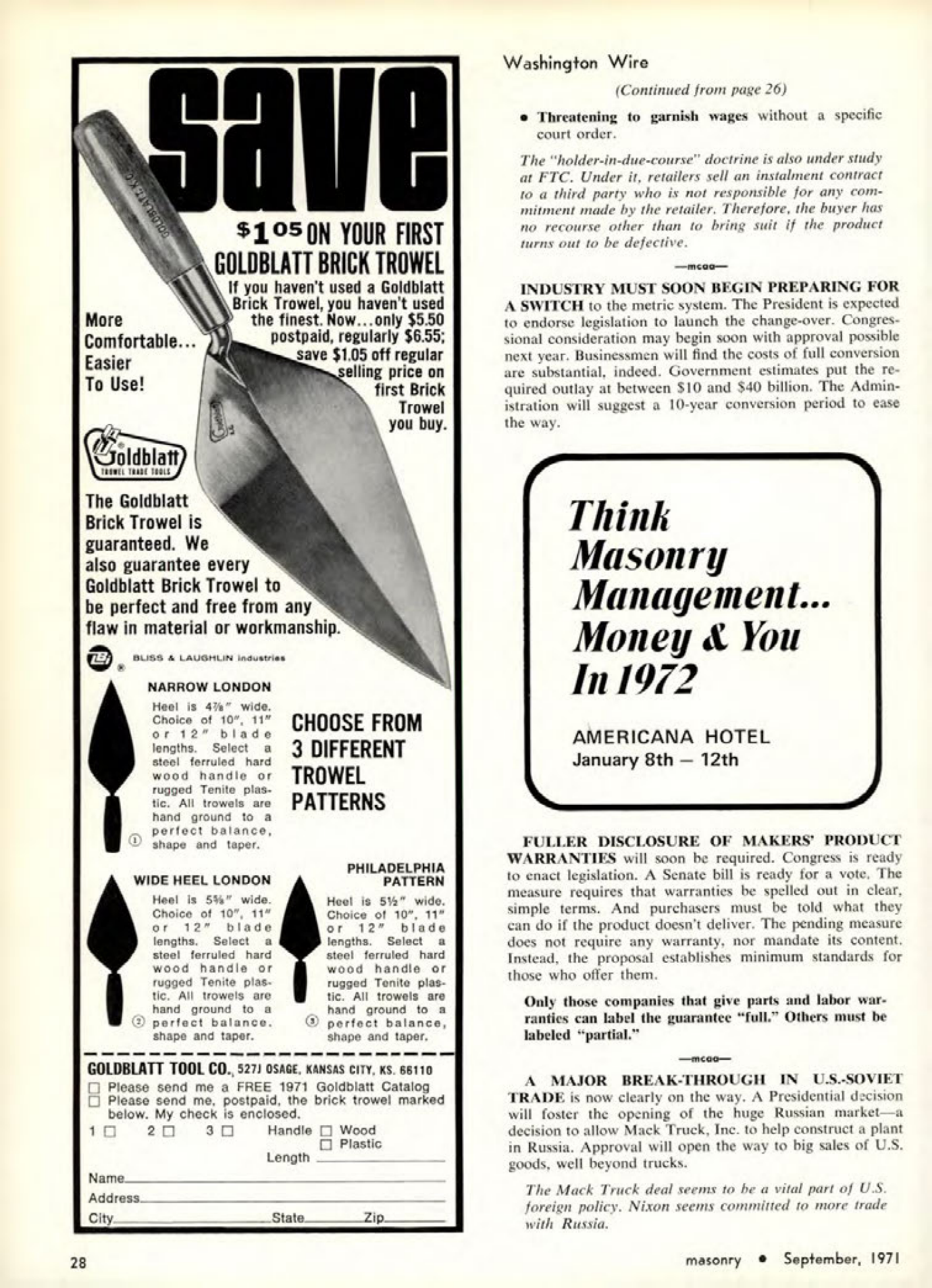 Masonry Magazine September 1971 Page. 24