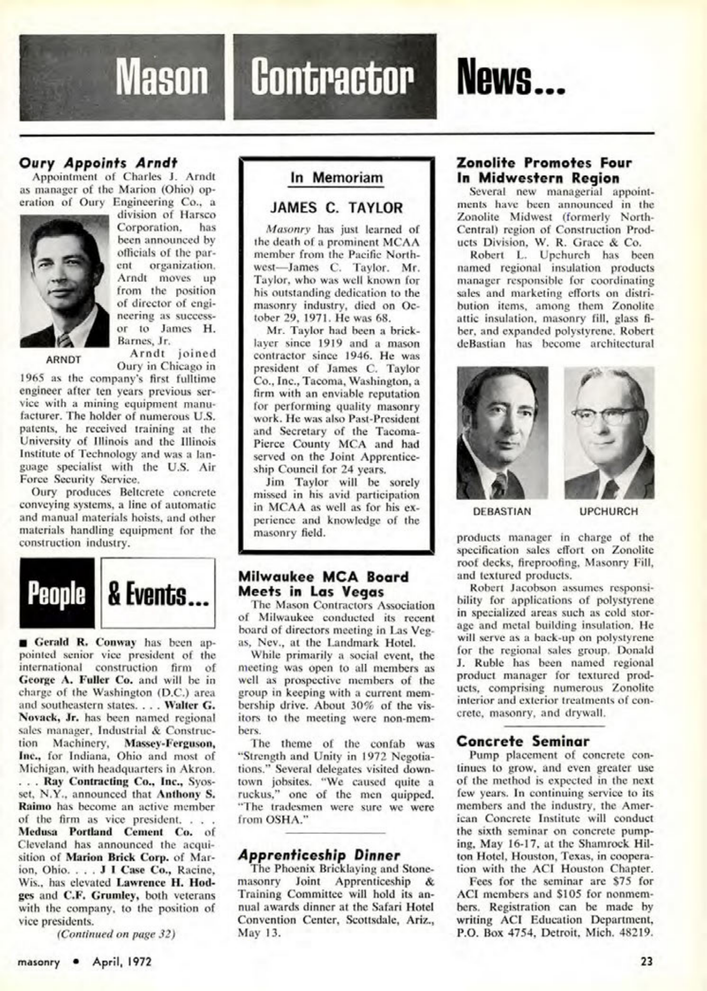 Masonry Magazine April 1972 Page. 23