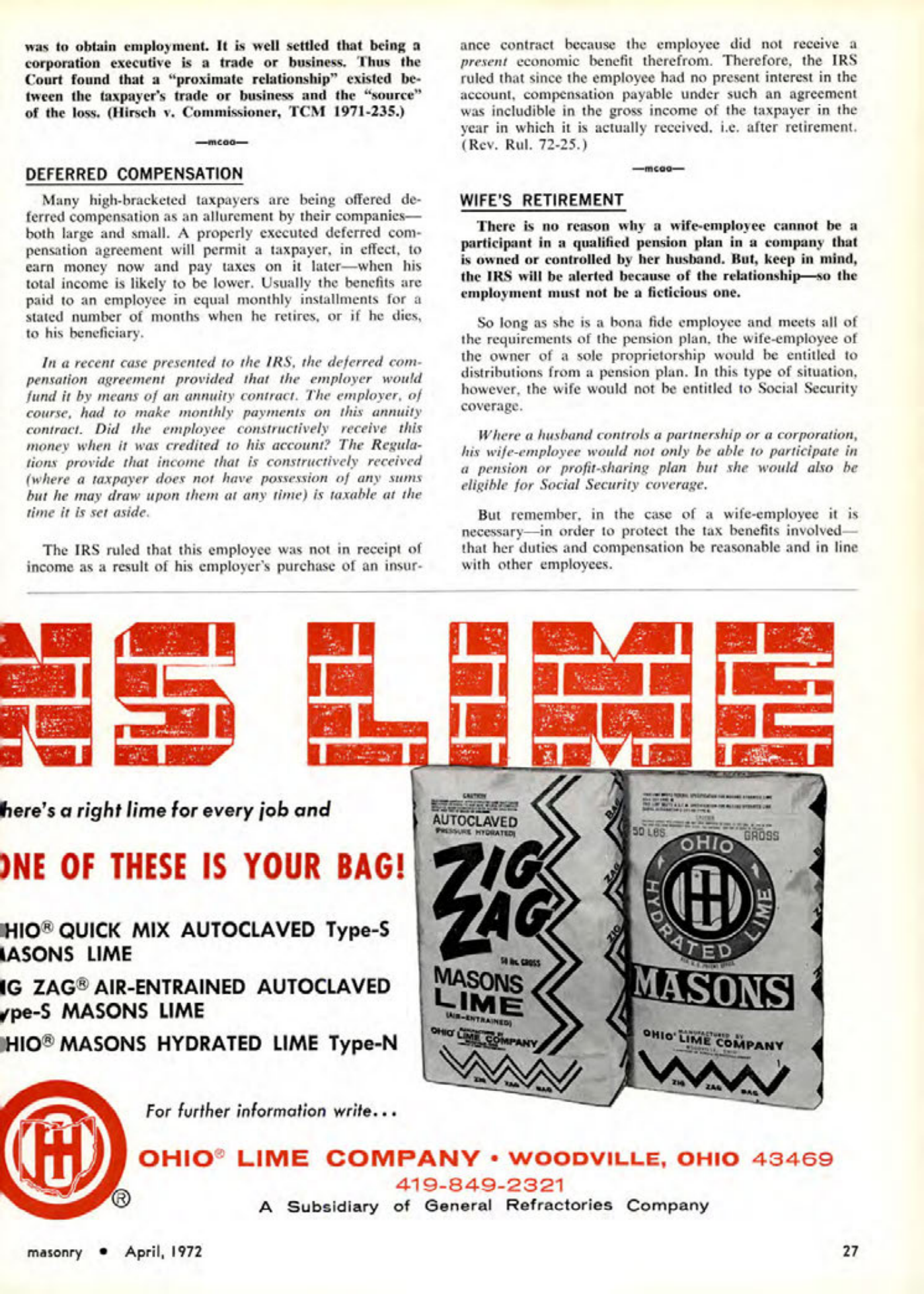 Masonry Magazine April 1972 Page. 27