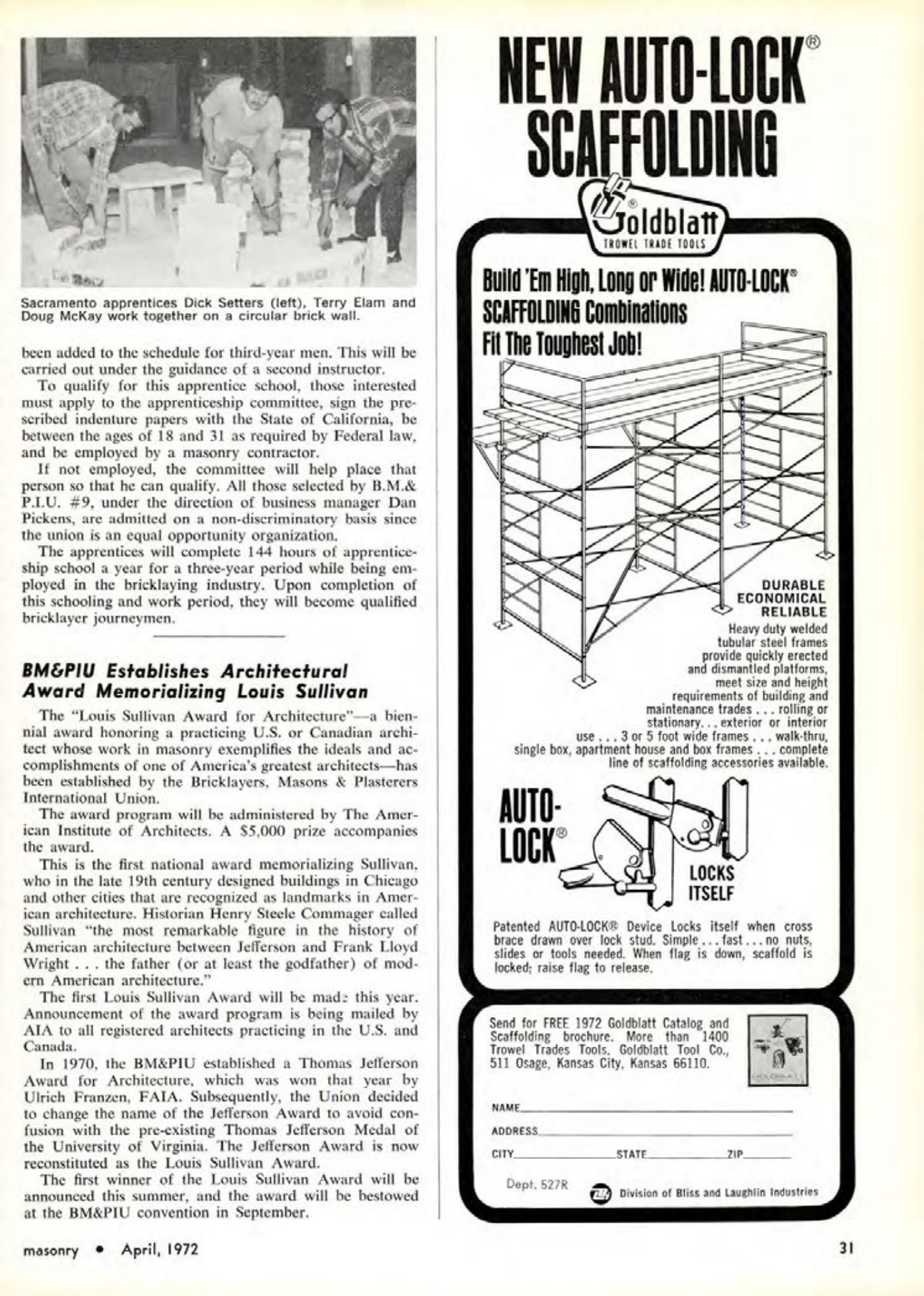 Masonry Magazine April 1972 Page. 31