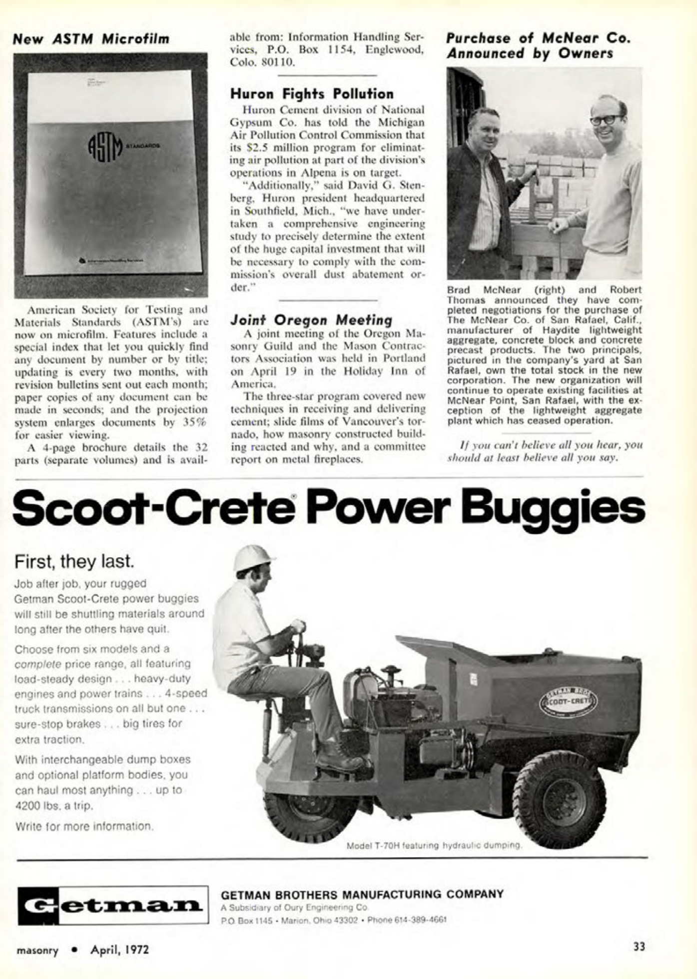 Masonry Magazine April 1972 Page. 33