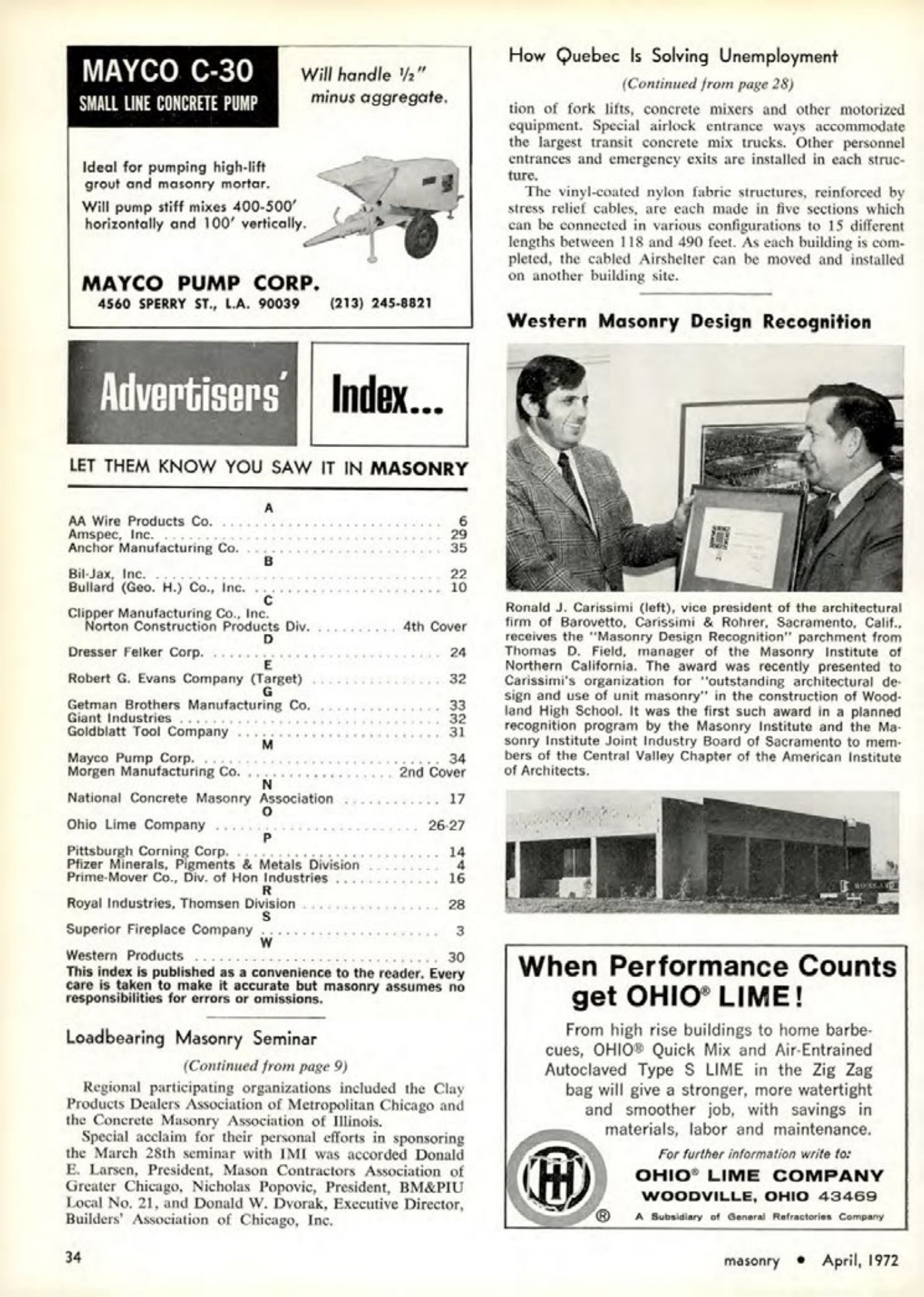 Masonry Magazine April 1972 Page. 34