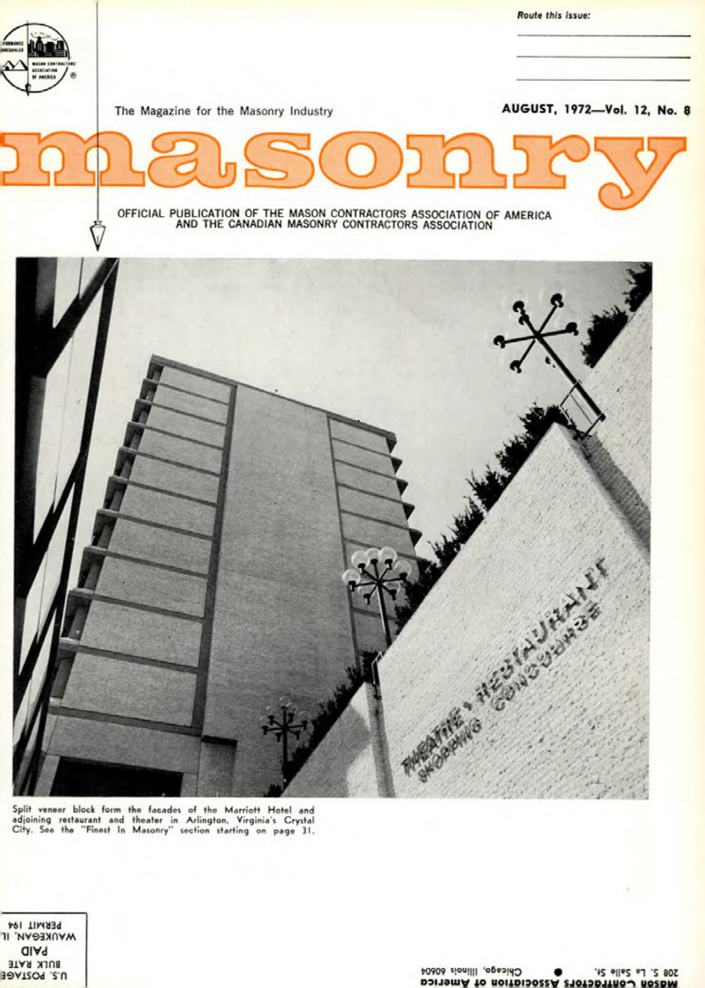 Masonry Magazine August 1972 Page. 1