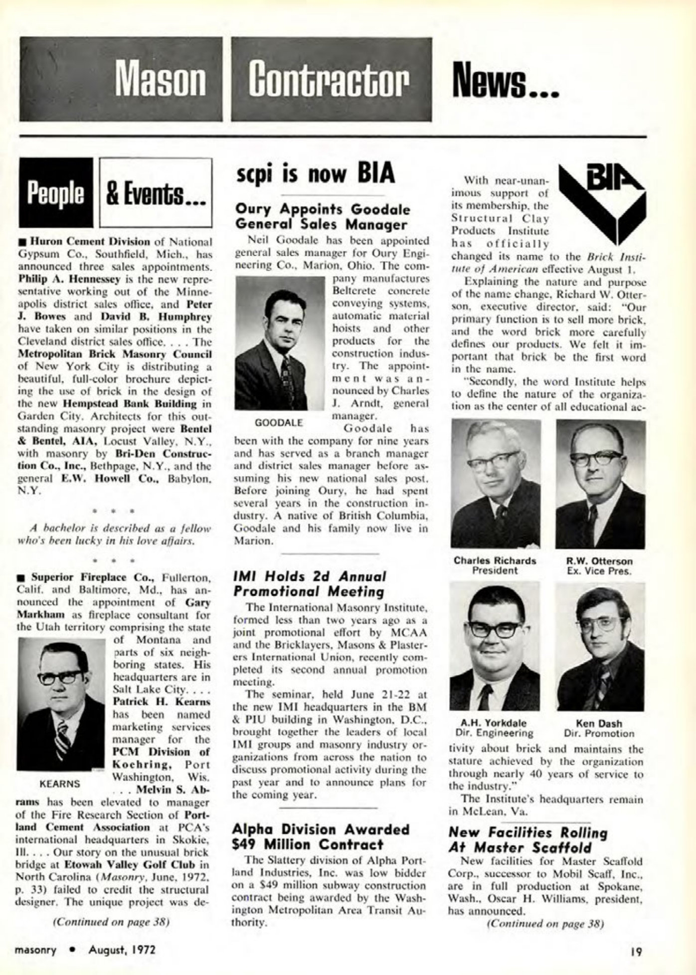 Masonry Magazine August 1972 Page. 19
