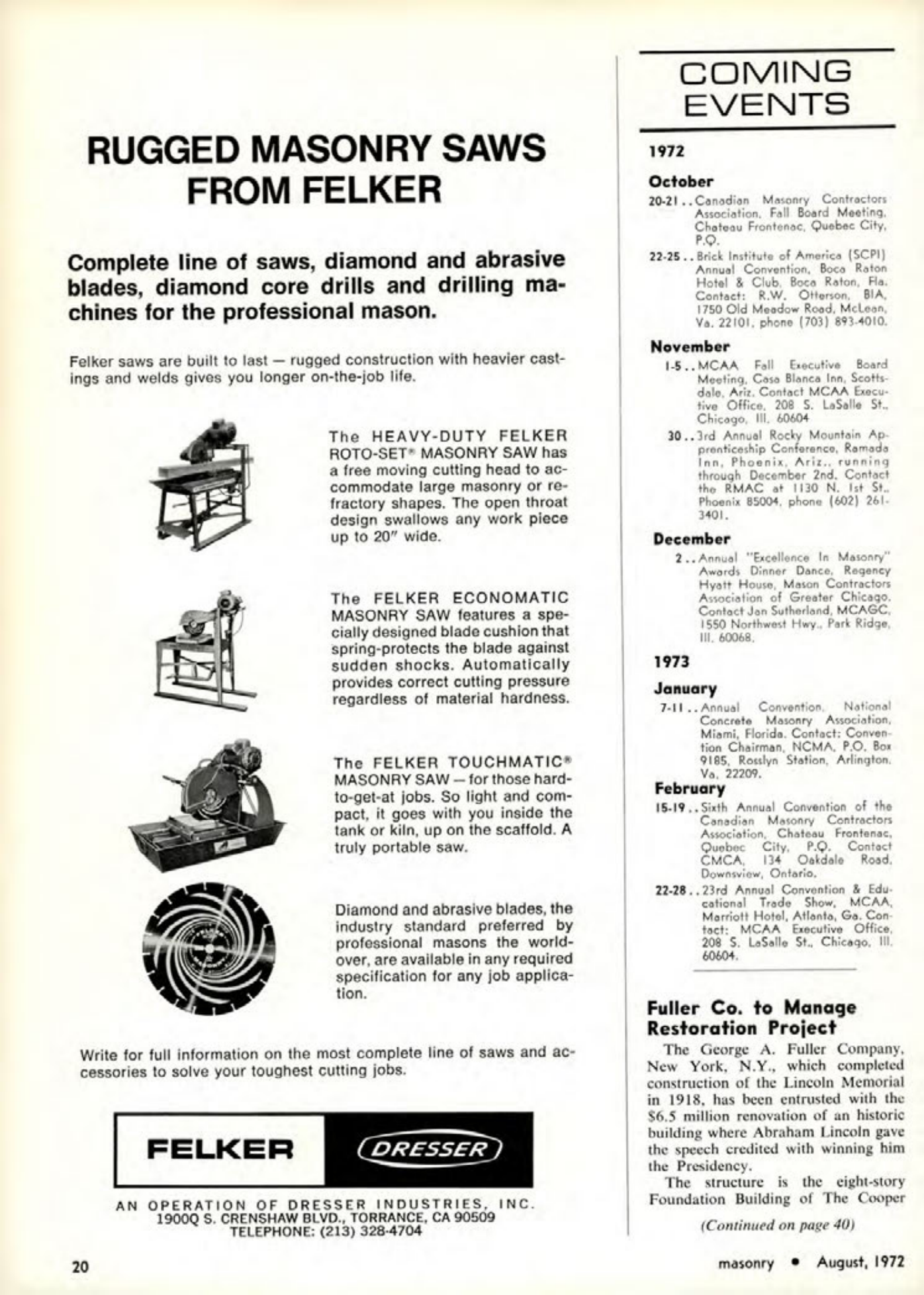 Masonry Magazine August 1972 Page. 20