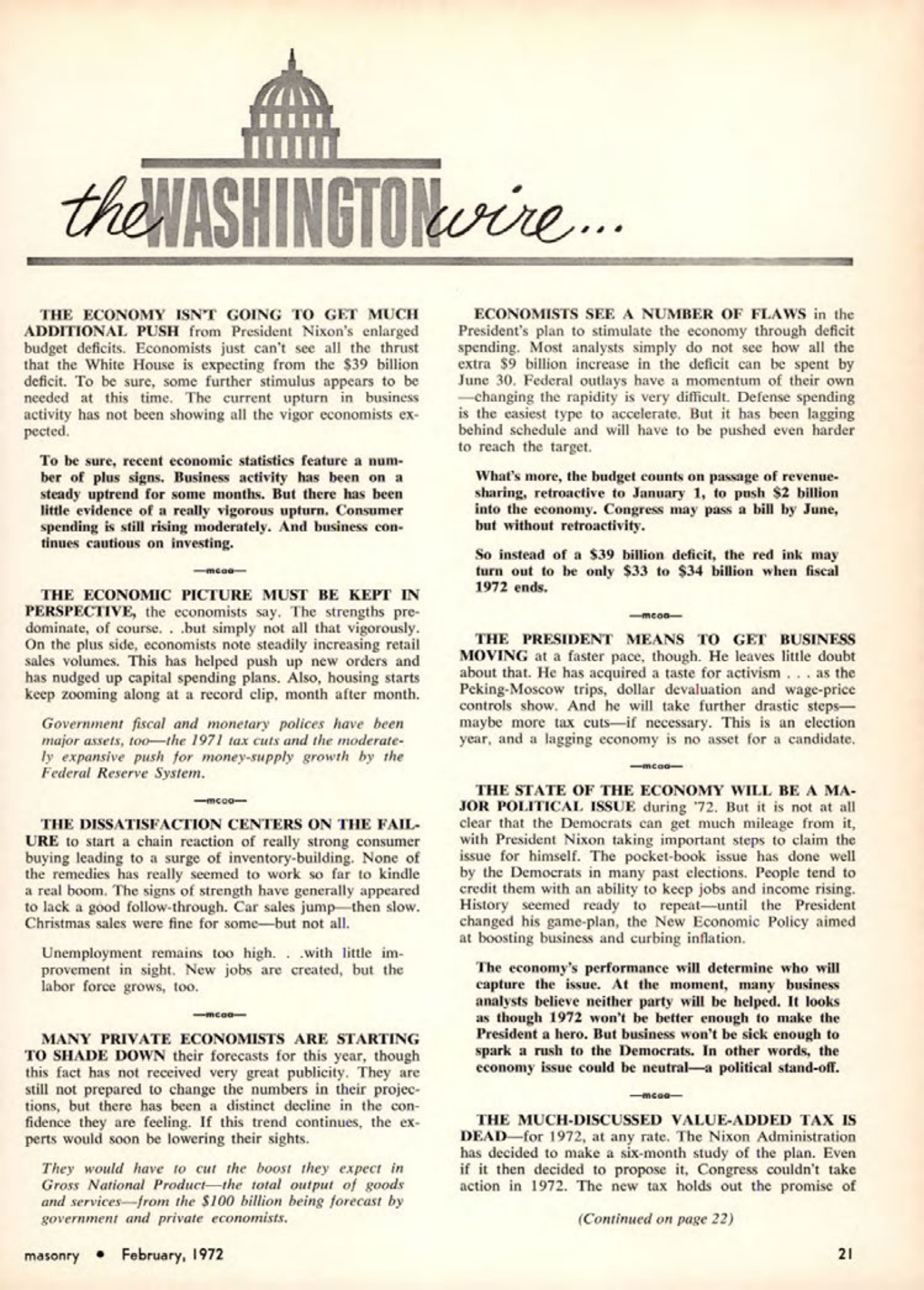 Masonry Magazine February 1972 Page. 21