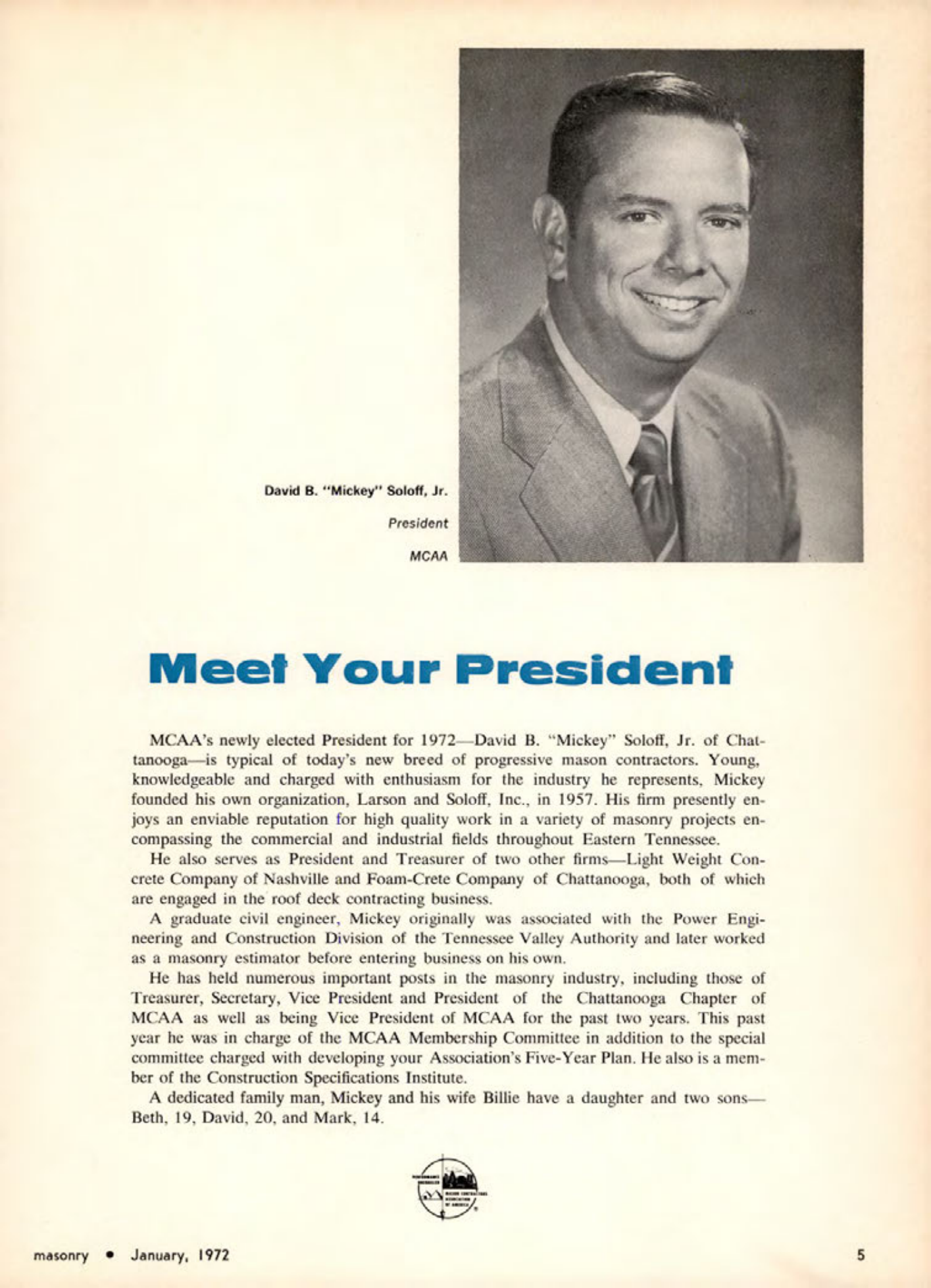 Masonry Magazine January 1972 Page. 5