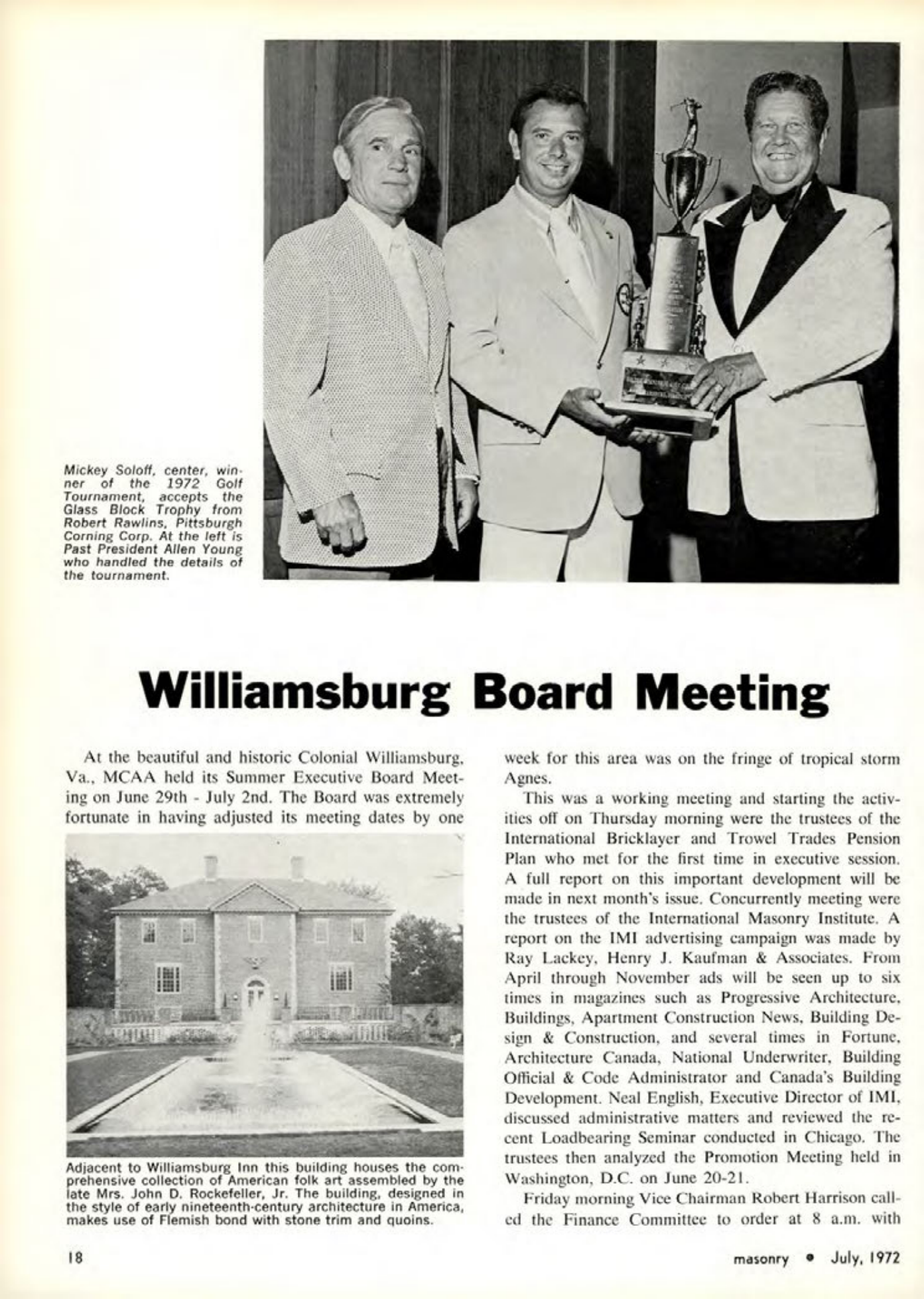 Masonry Magazine July 1972 Page. 18