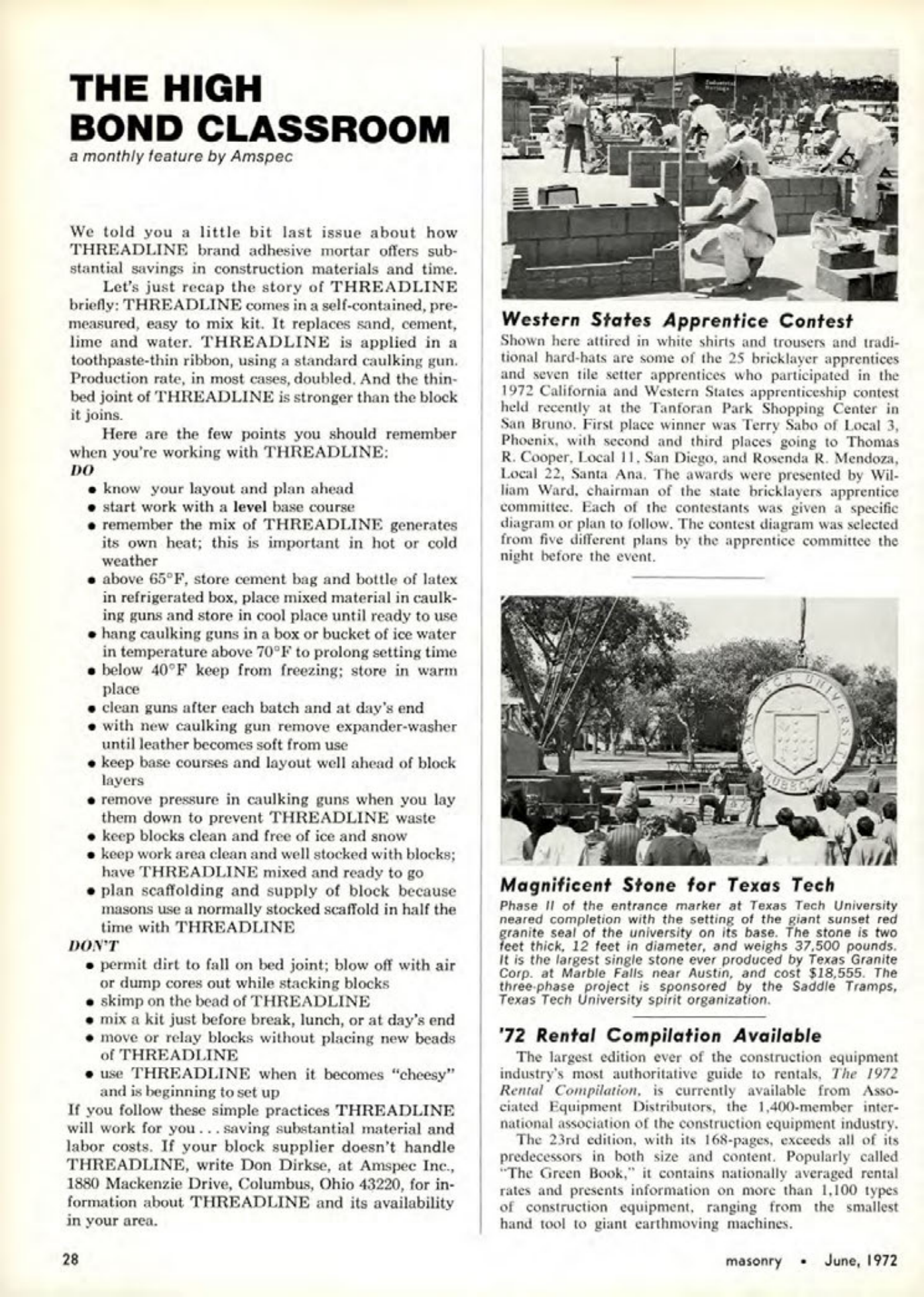 Masonry Magazine June 1972 Page. 28
