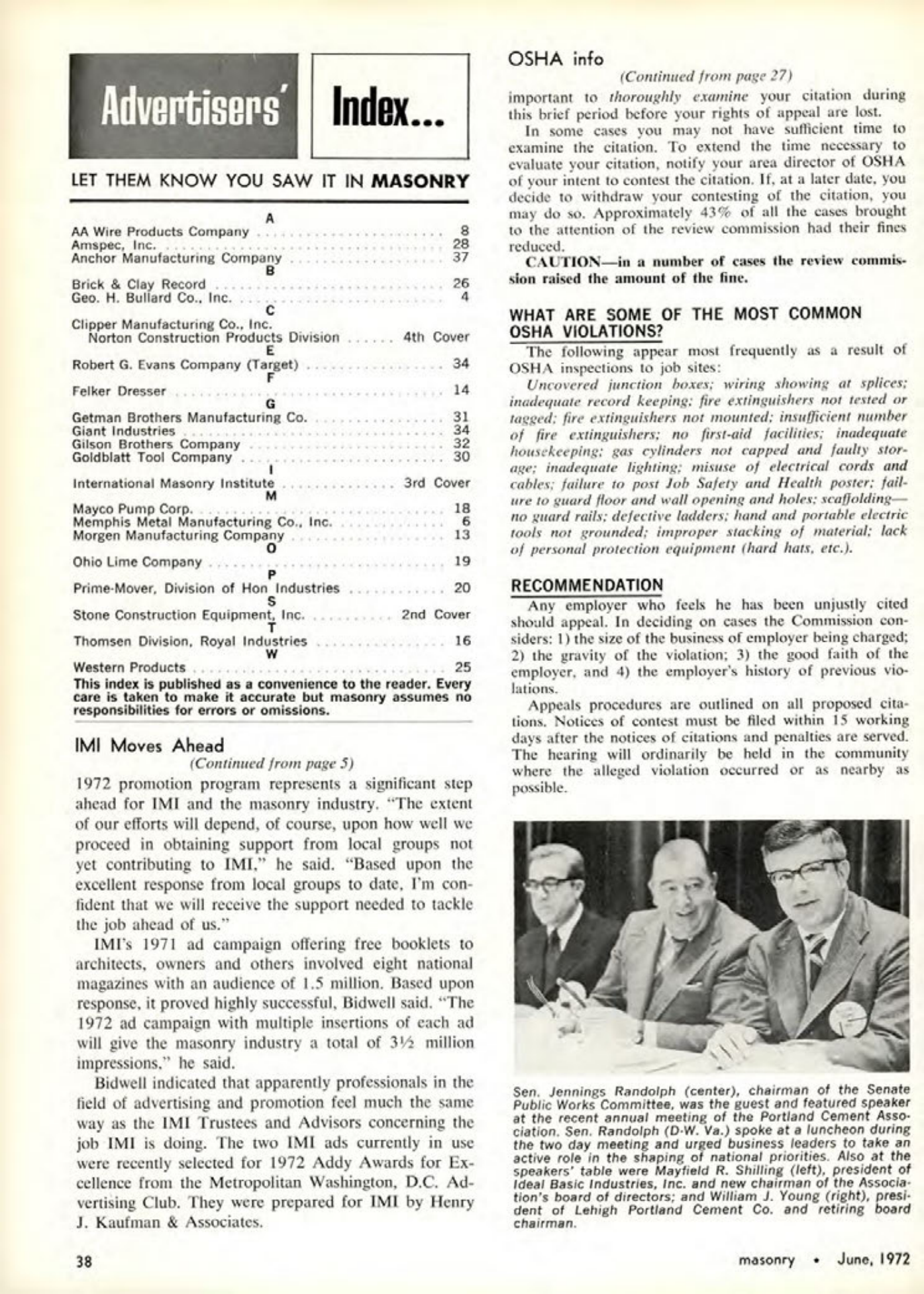 Masonry Magazine June 1972 Page. 38
