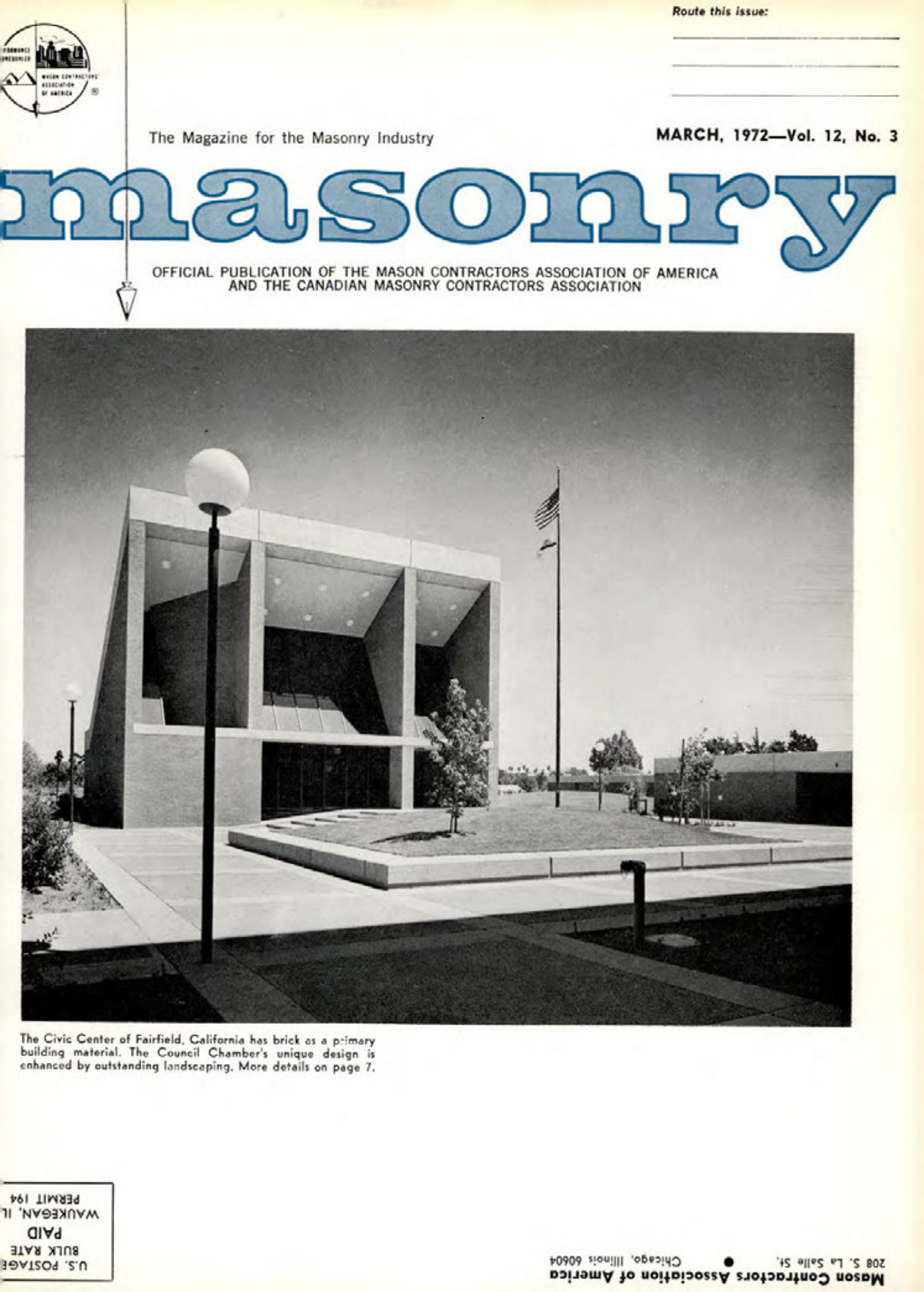Masonry Magazine March 1972 Page. 1