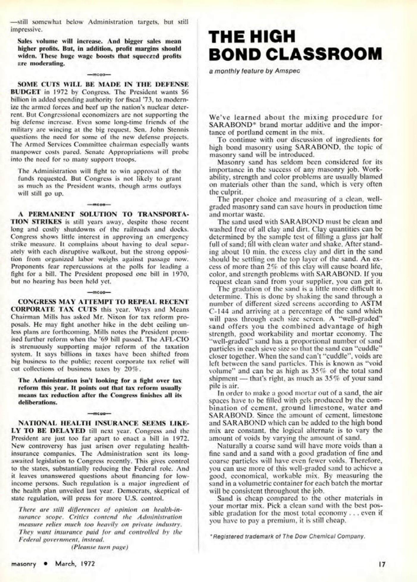 Masonry Magazine March 1972 Page. 17