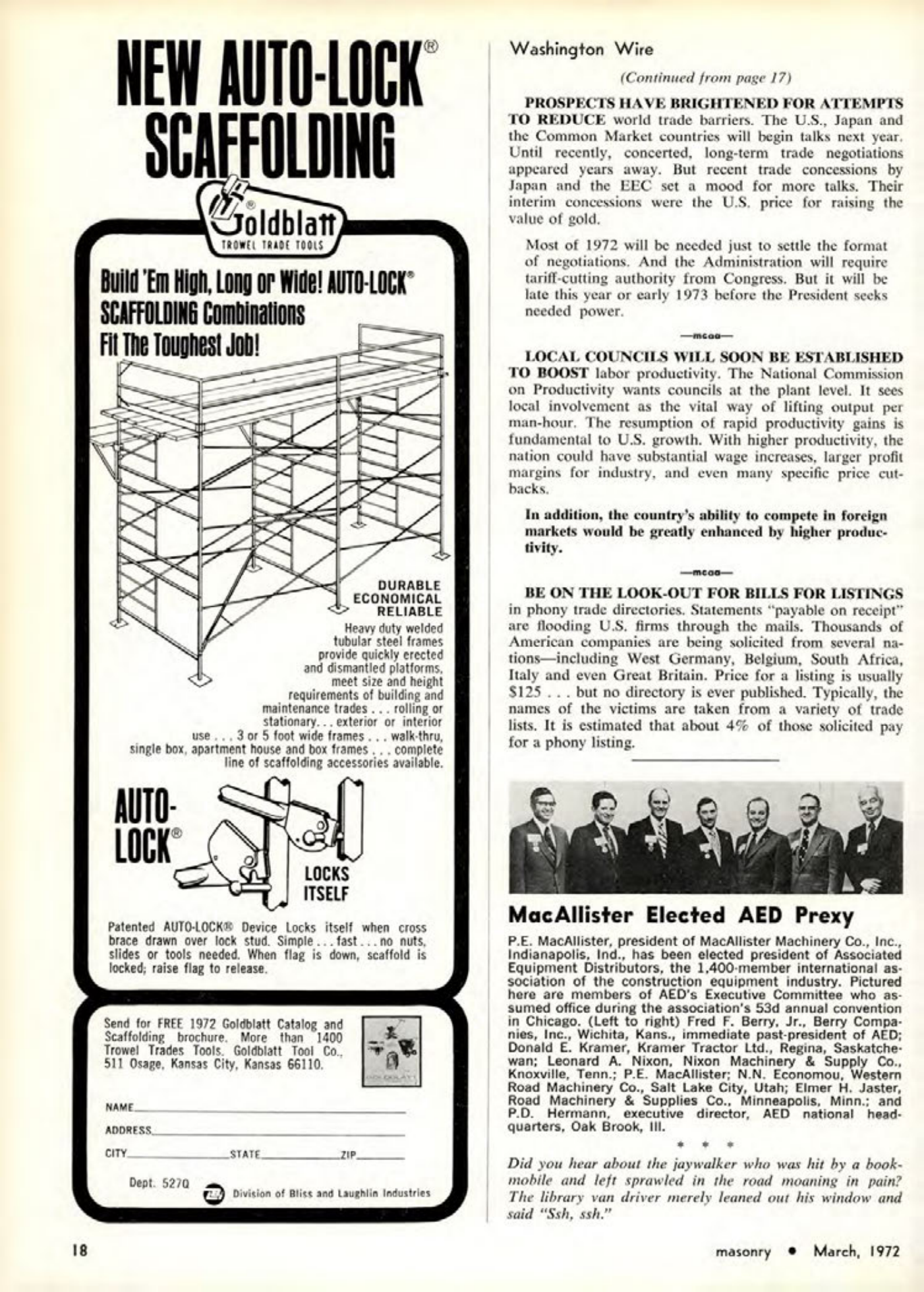 Masonry Magazine March 1972 Page. 18