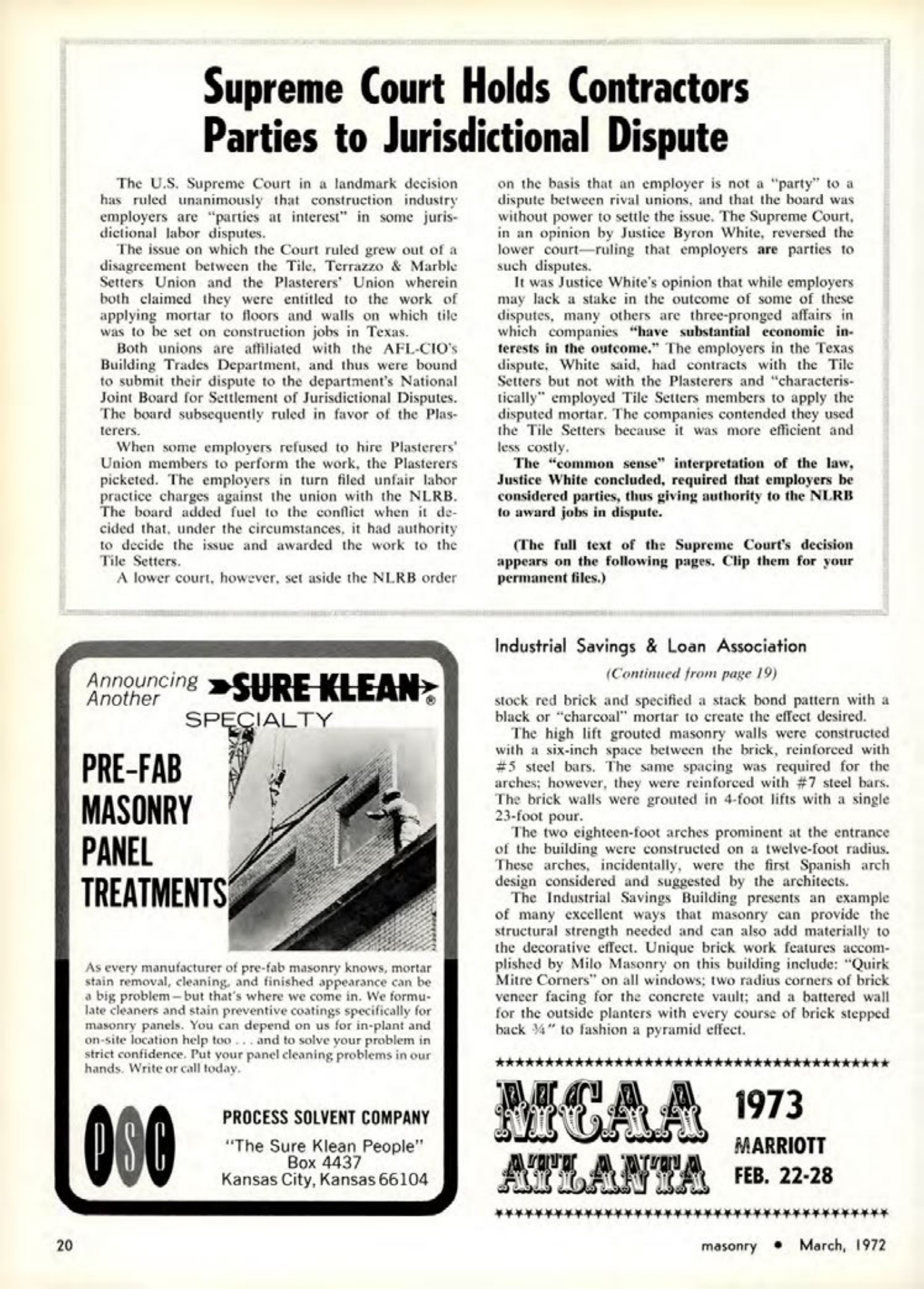 Masonry Magazine March 1972 Page. 20