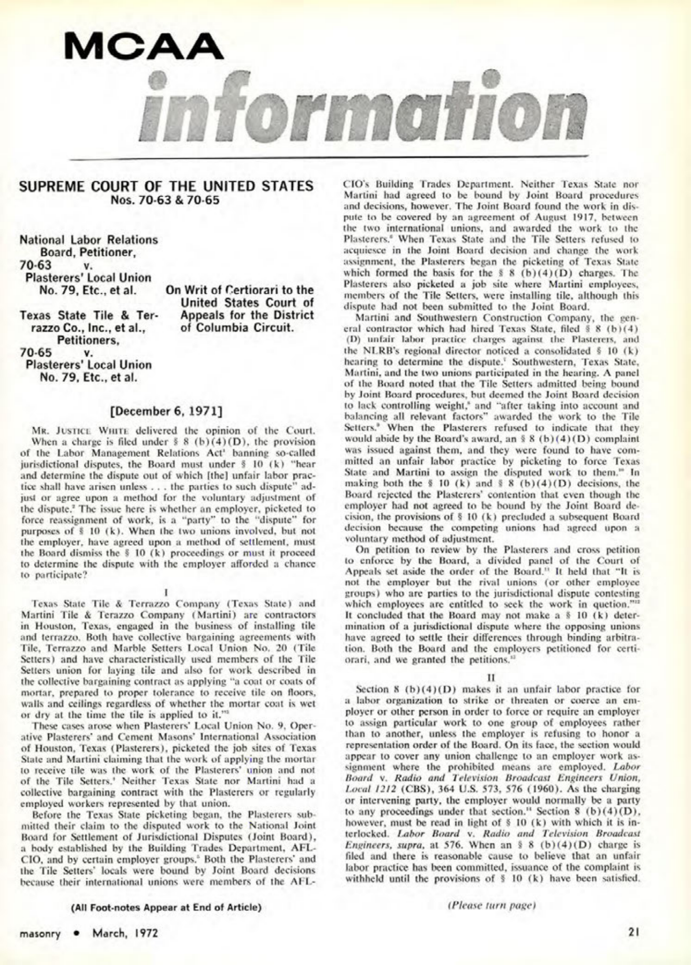 Masonry Magazine March 1972 Page. 21