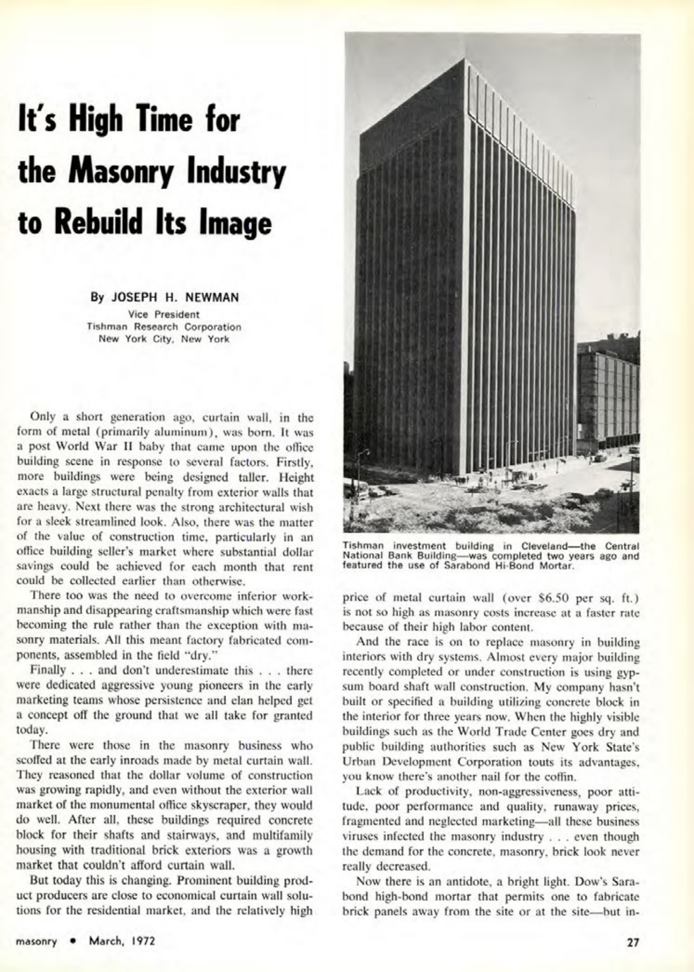 Masonry Magazine March 1972 Page. 27