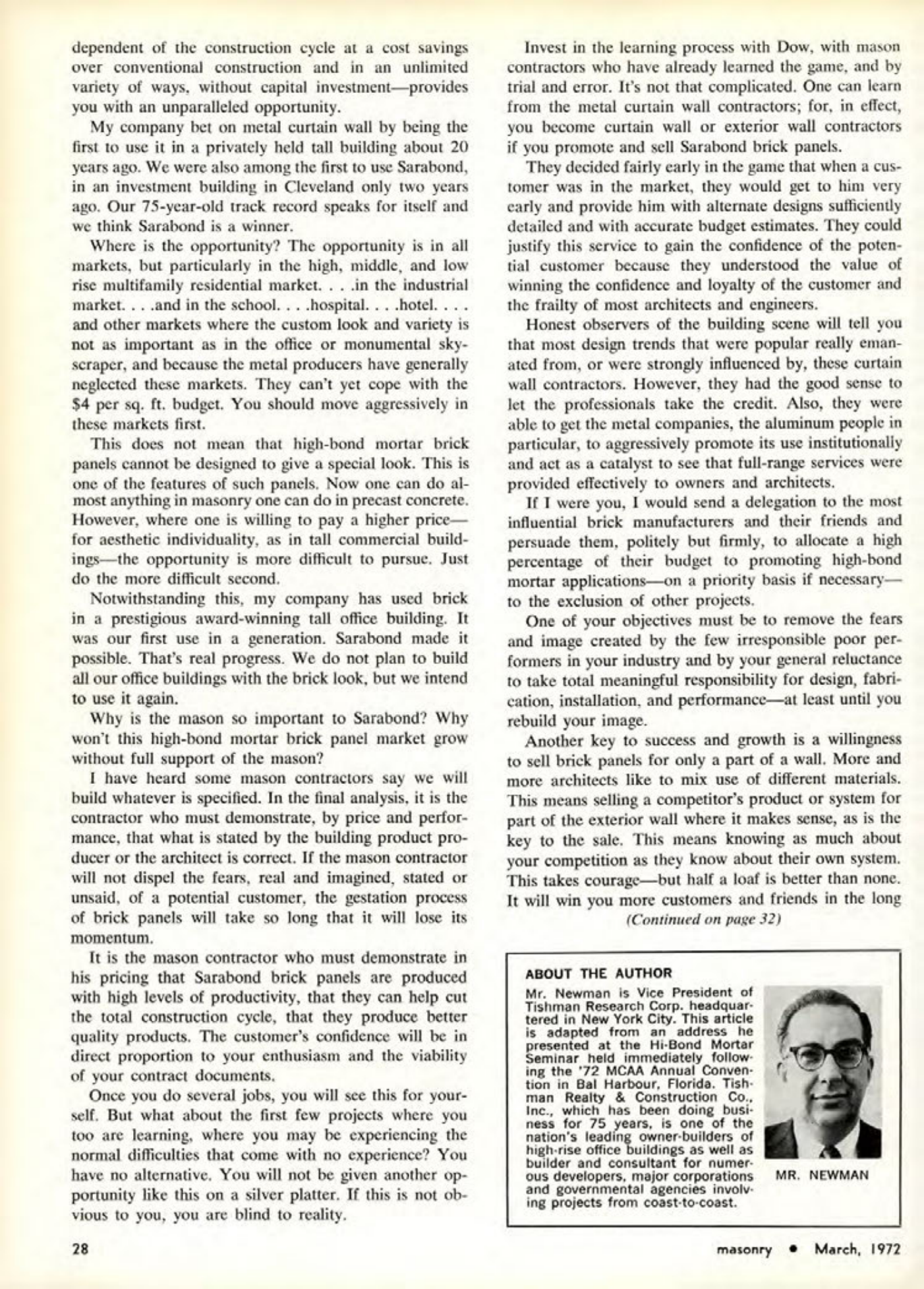 Masonry Magazine March 1972 Page. 28