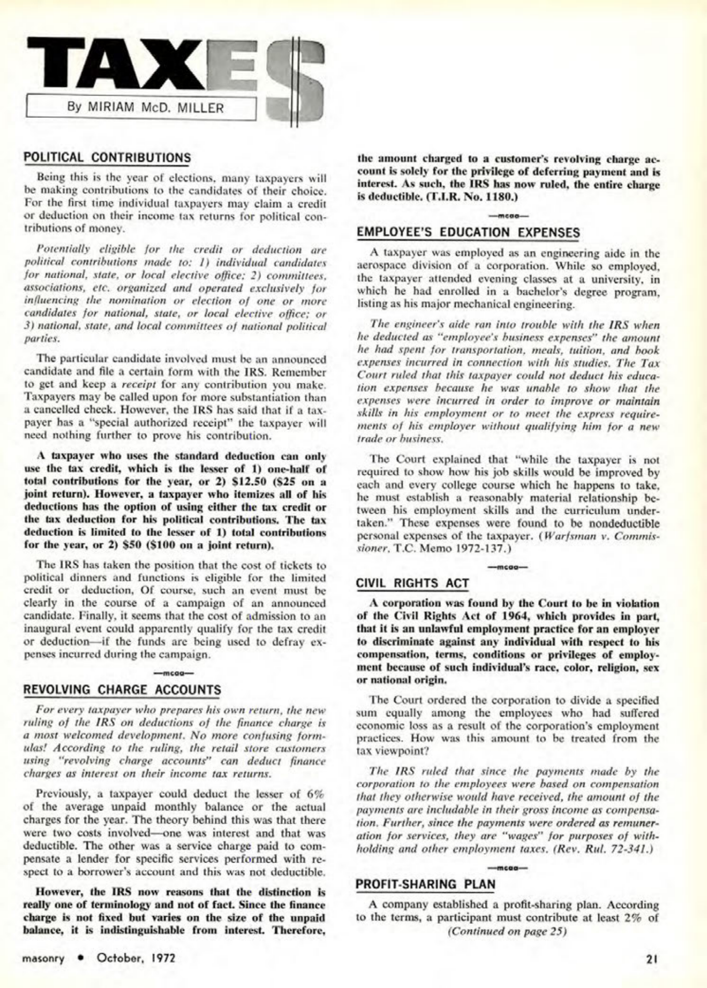 Masonry Magazine October 1972 Page. 21