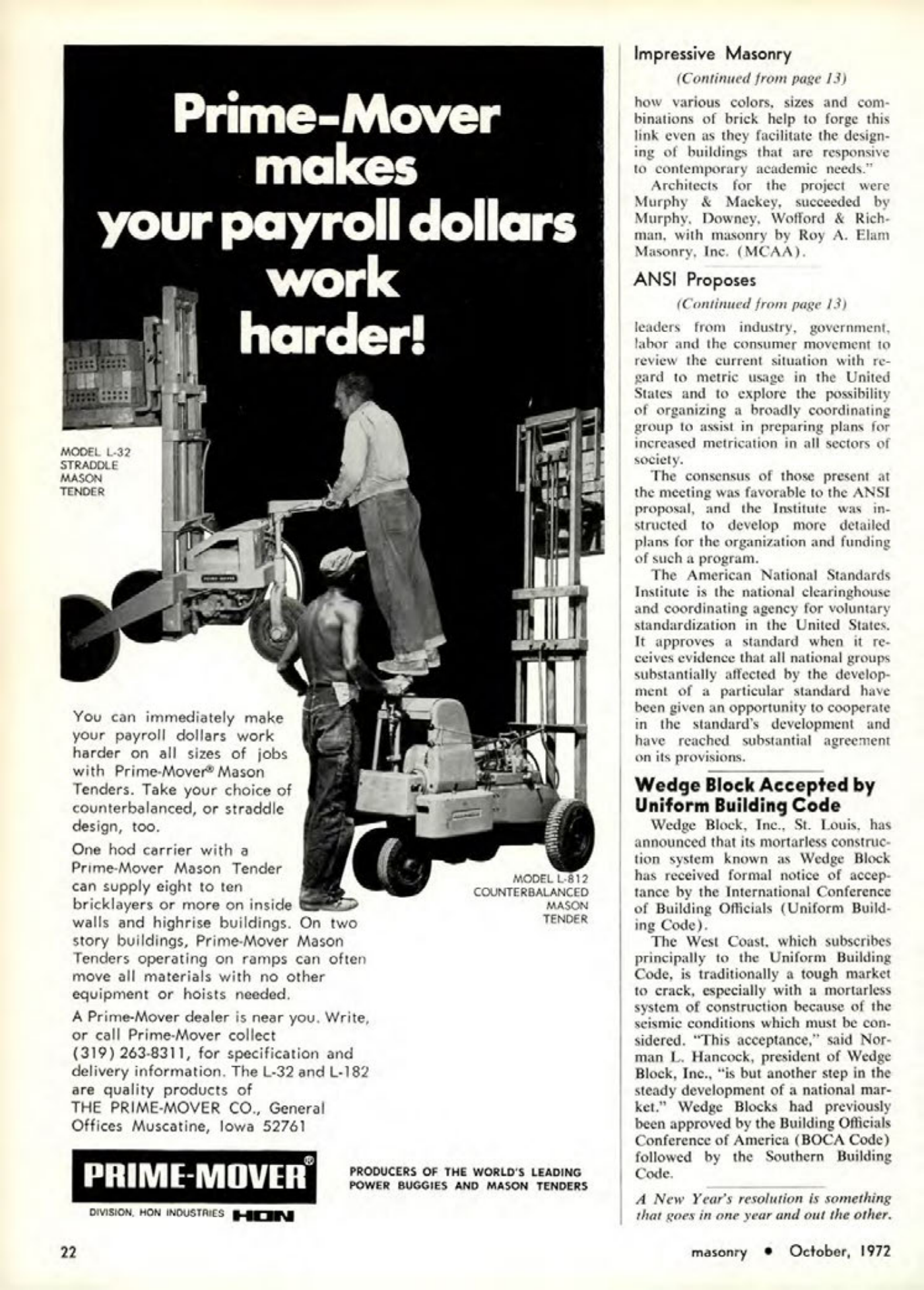 Masonry Magazine October 1972 Page. 22
