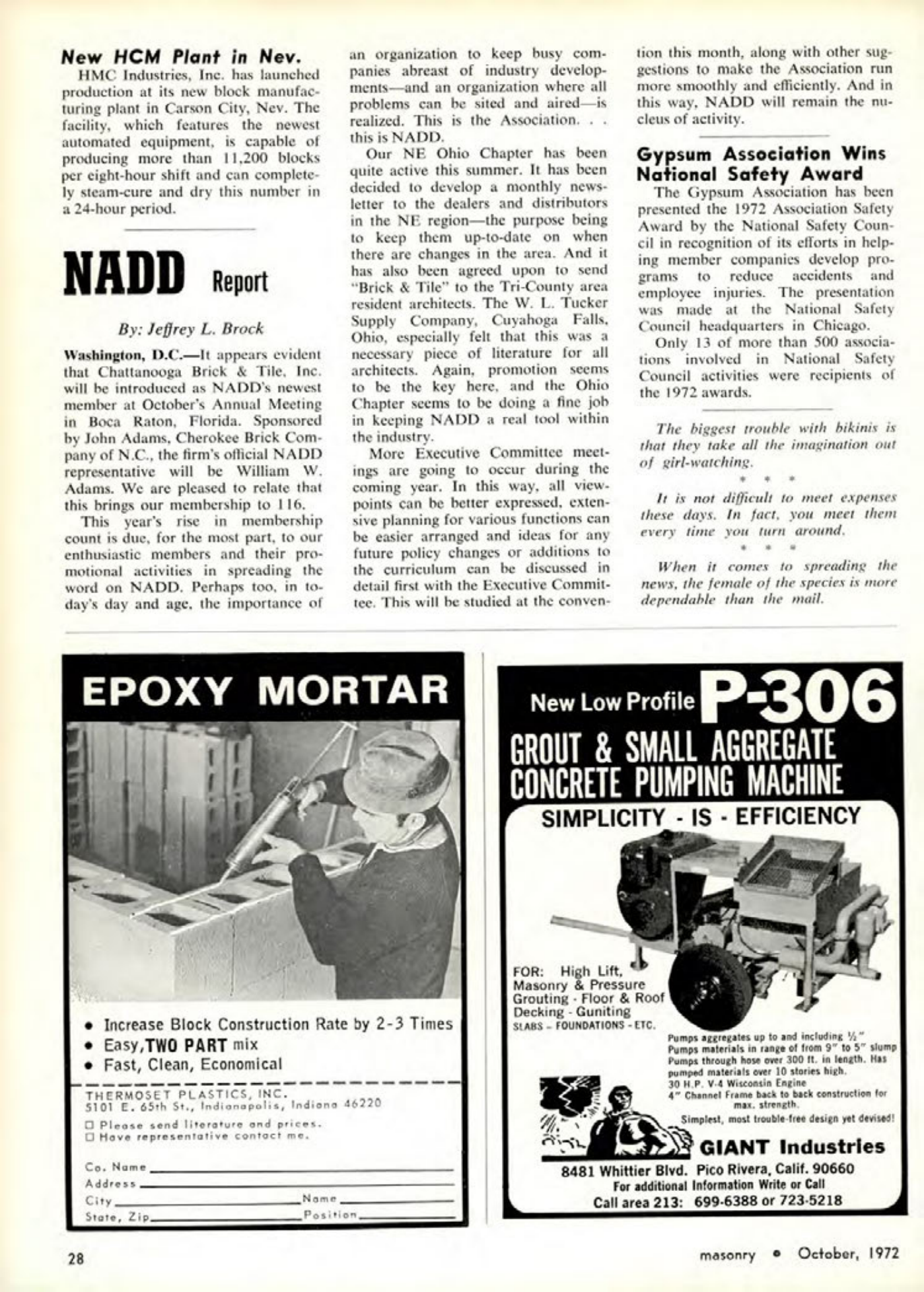 Masonry Magazine October 1972 Page. 28