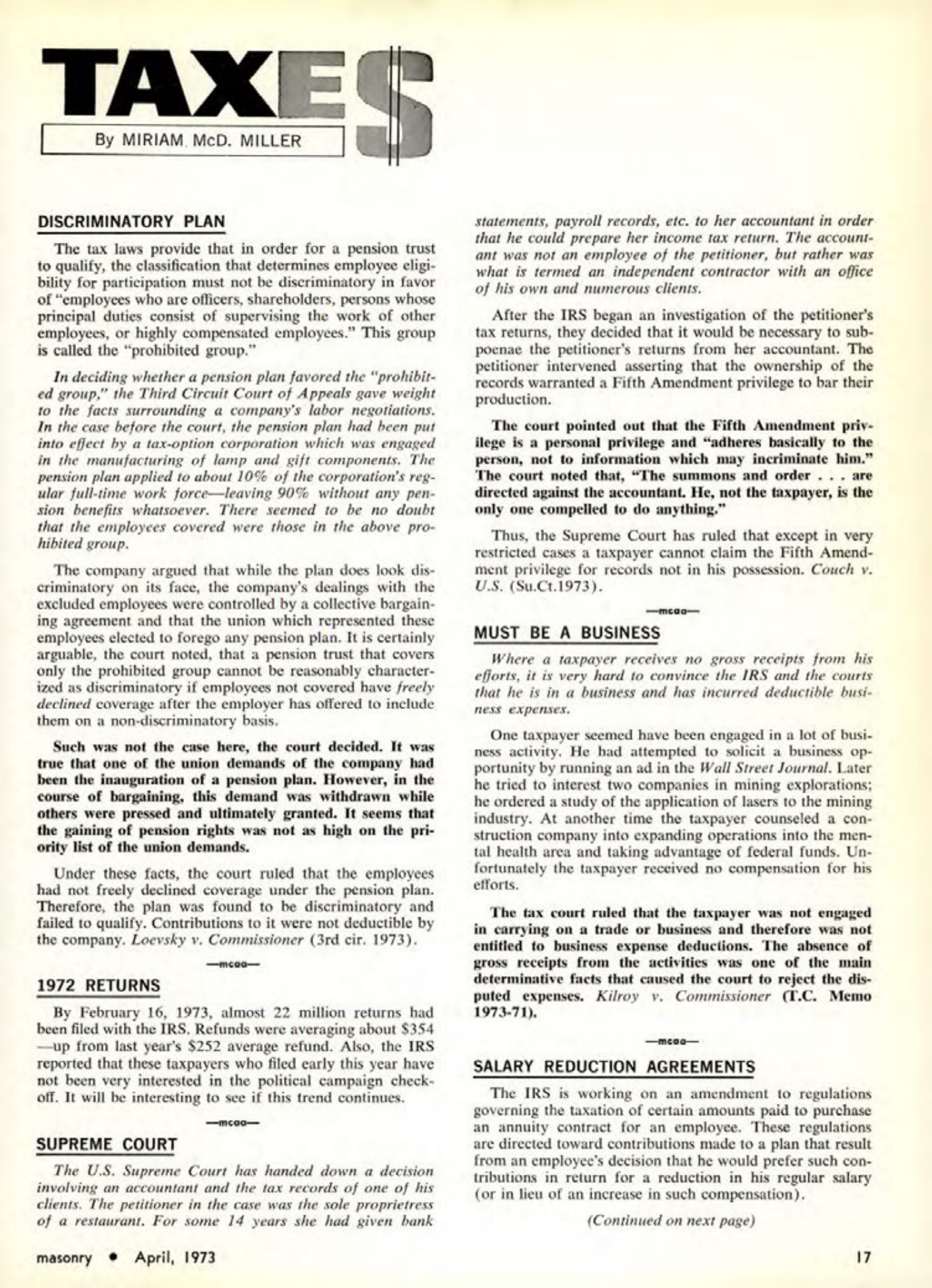 Masonry Magazine April 1973 Page. 17