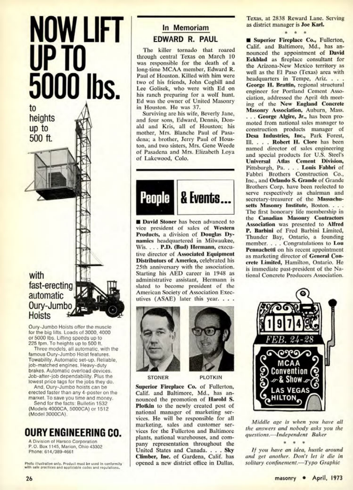 Masonry Magazine April 1973 Page. 26