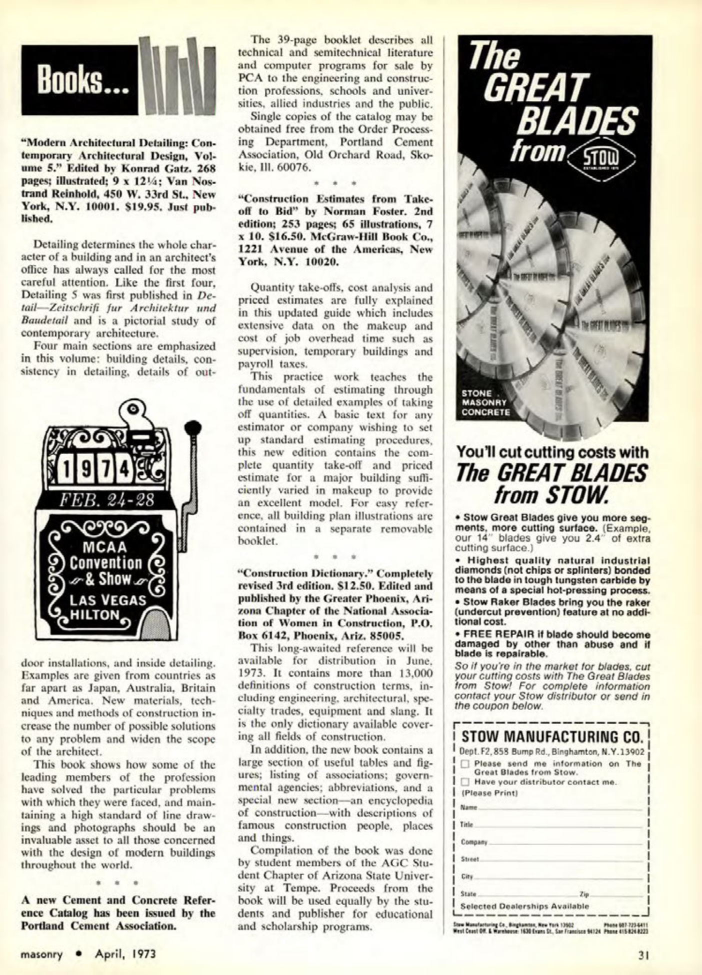 Masonry Magazine April 1973 Page. 33