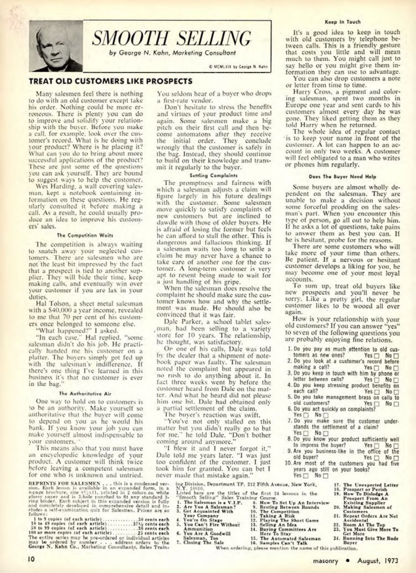 Masonry Magazine August 1973 Page. 10
