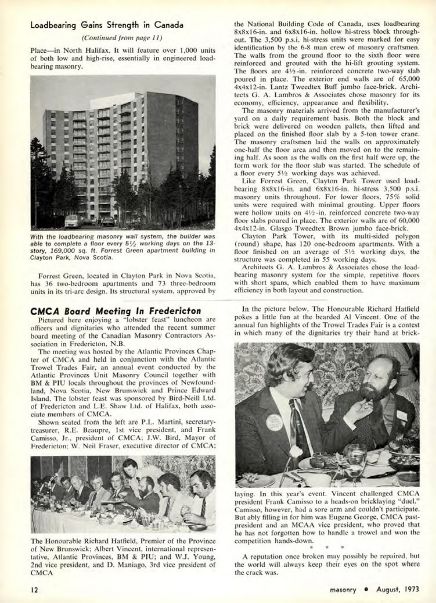 Masonry Magazine August 1973 Page. 12