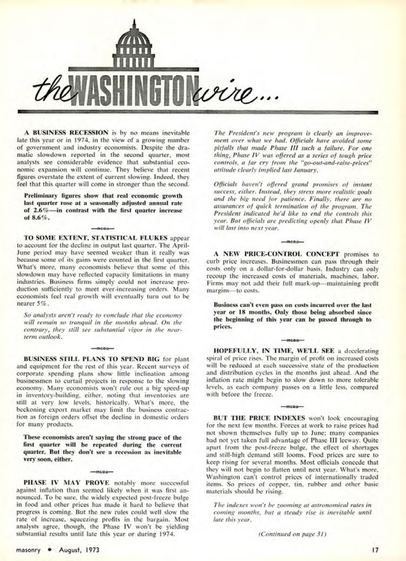 Masonry Magazine August 1973 Page. 17