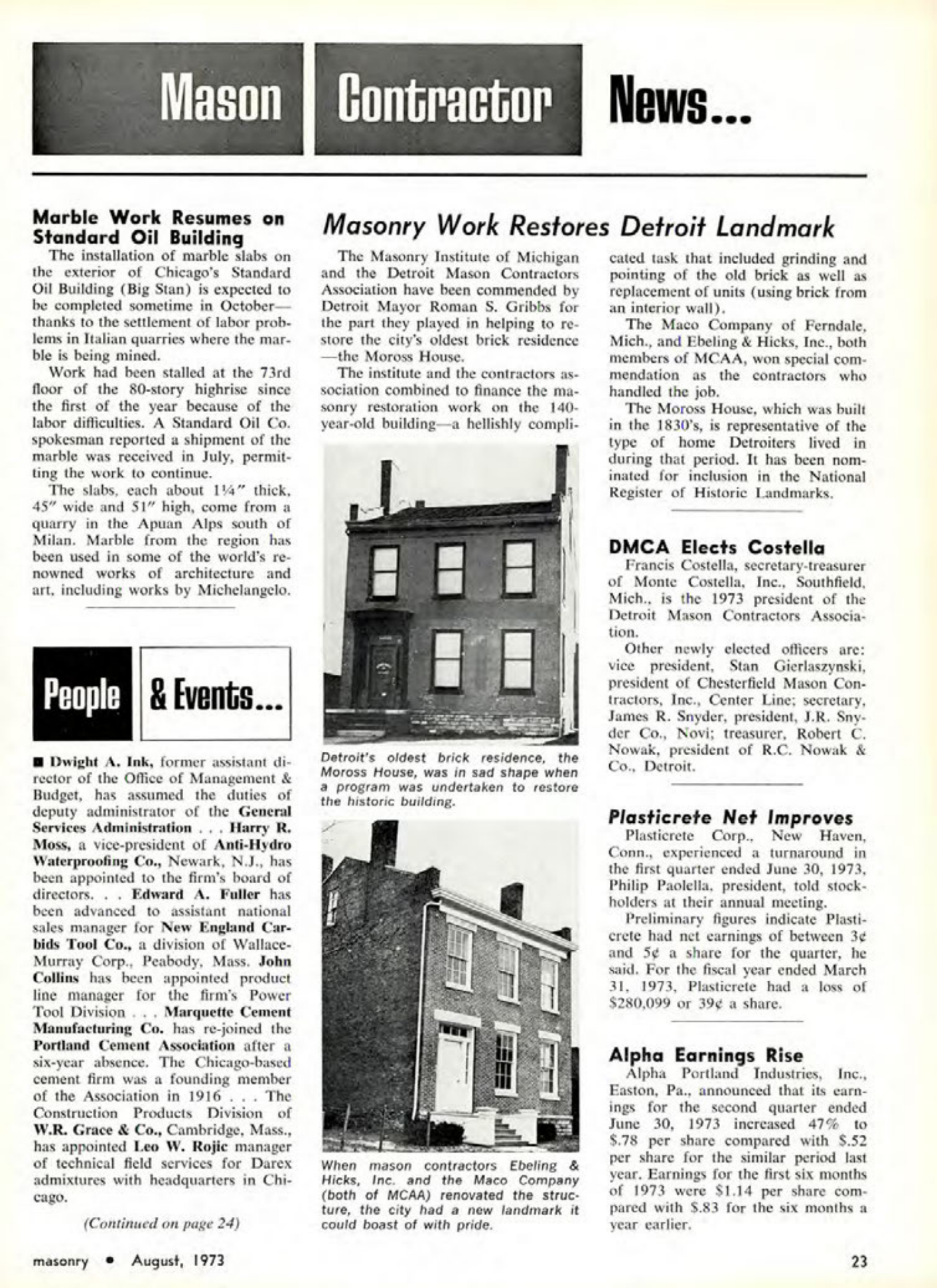 Masonry Magazine August 1973 Page. 23