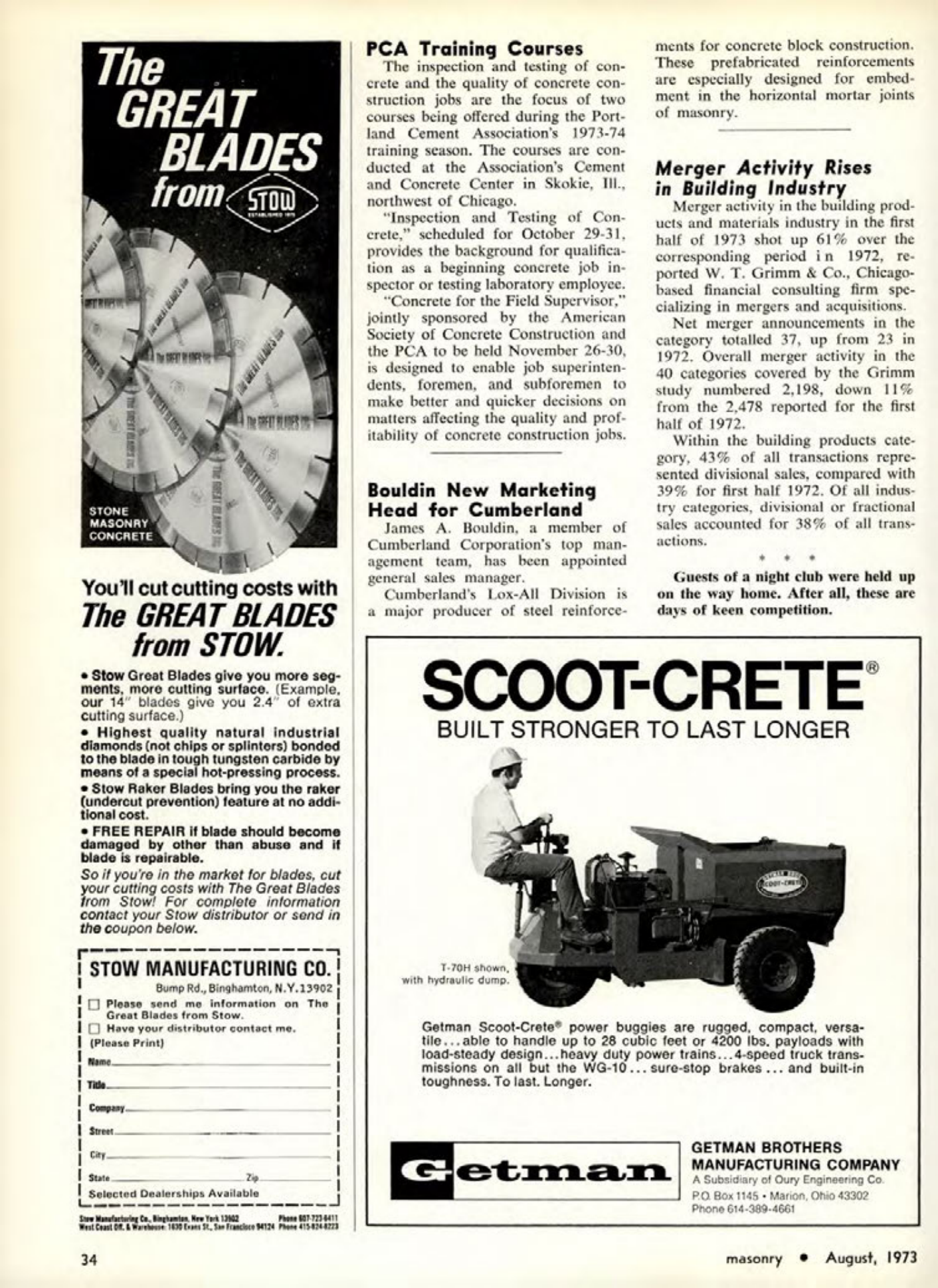 Masonry Magazine August 1973 Page. 34