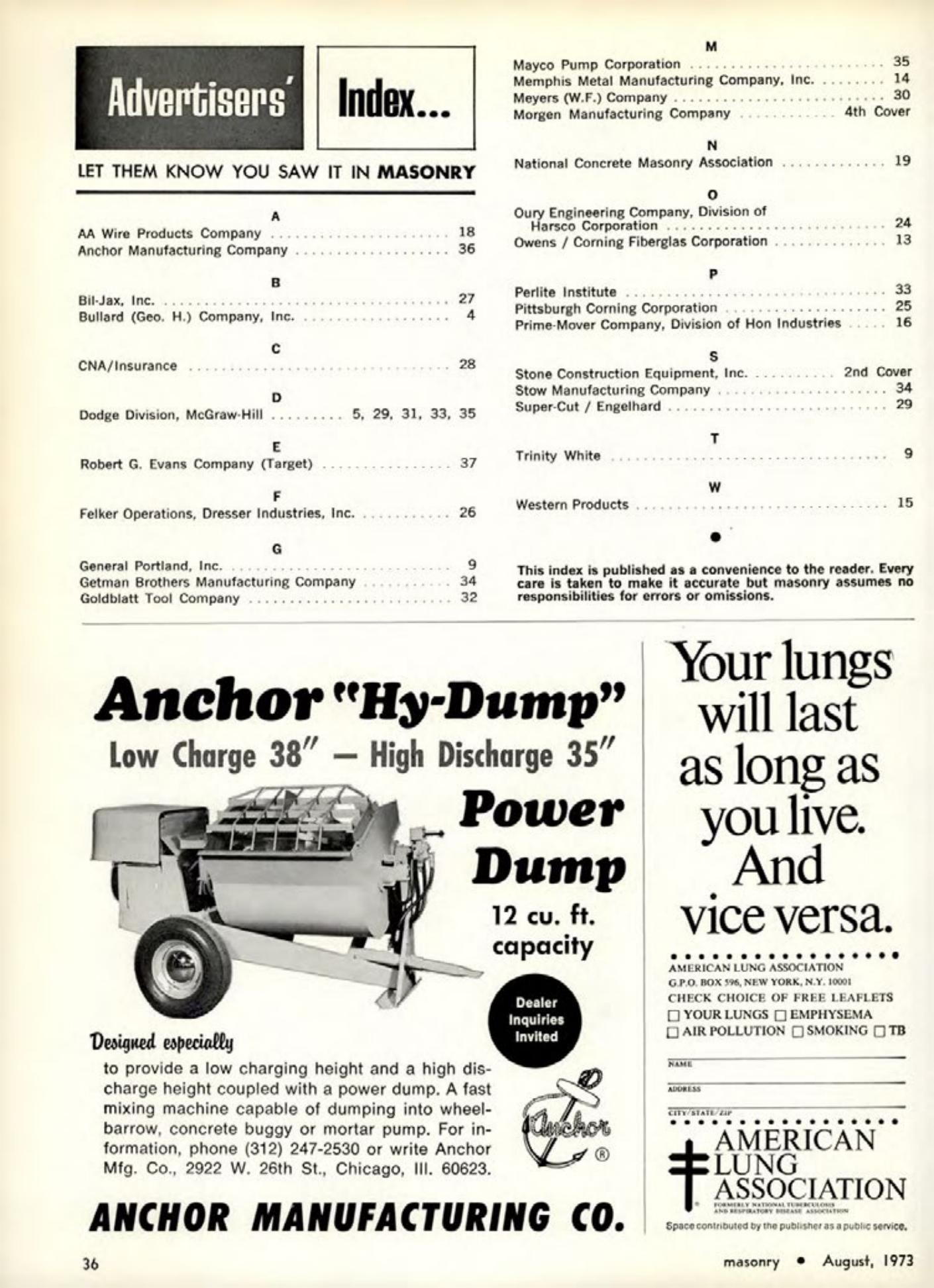 Masonry Magazine August 1973 Page. 36