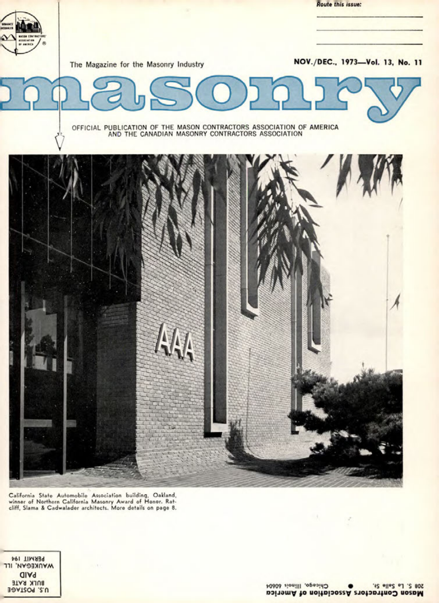 Masonry Magazine December 1973 Page. 1