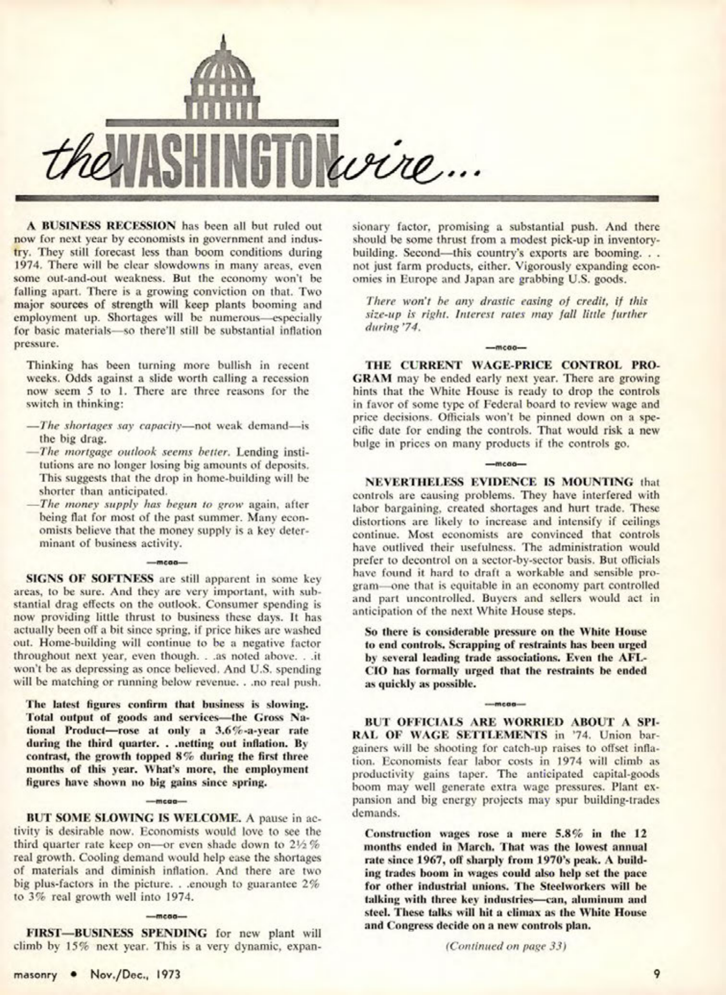 Masonry Magazine December 1973 Page. 9
