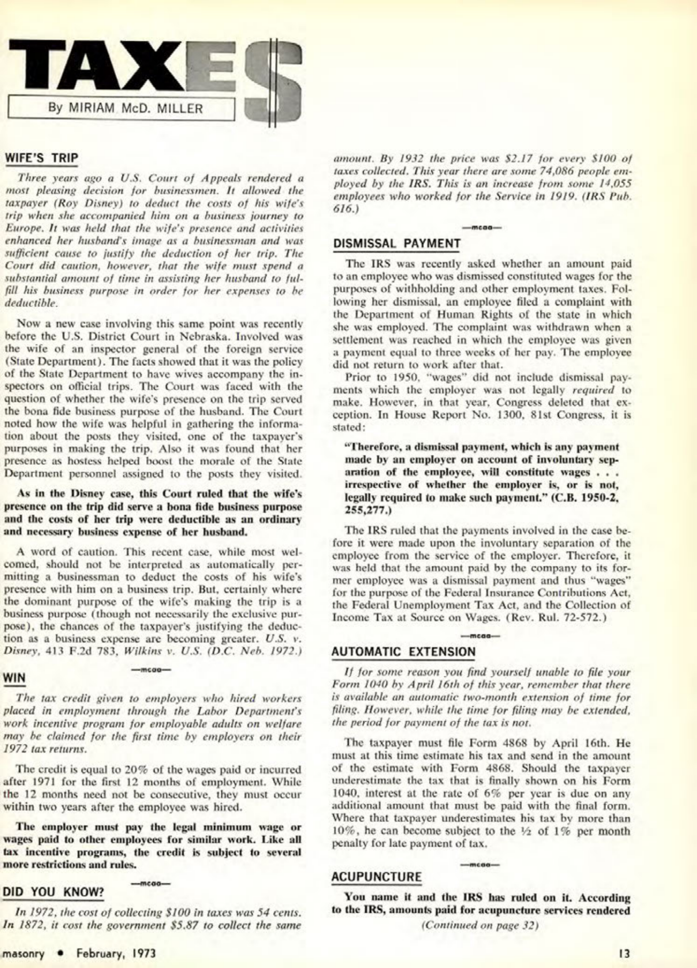 Masonry Magazine February 1973 Page. 13