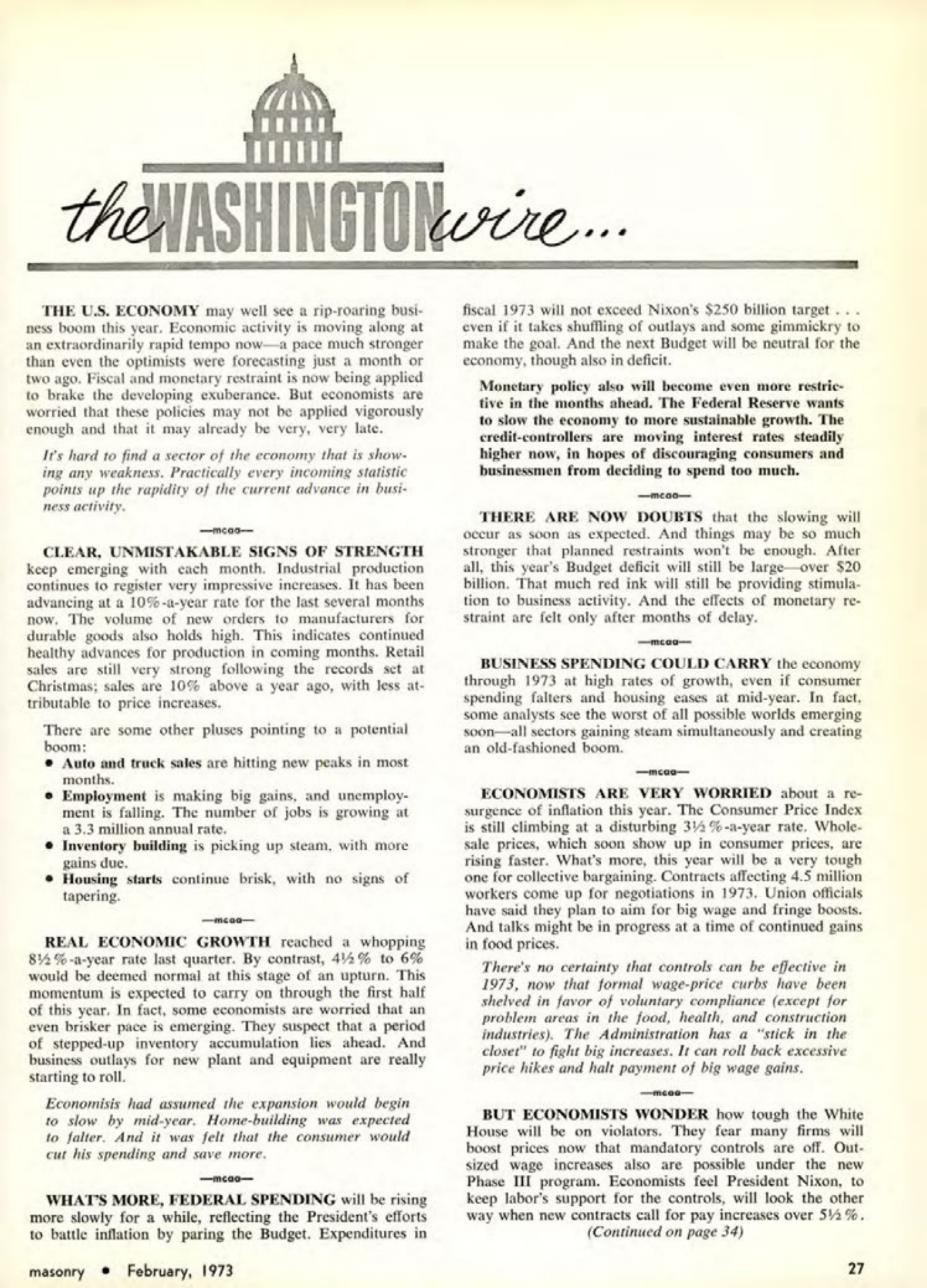 Masonry Magazine February 1973 Page. 27