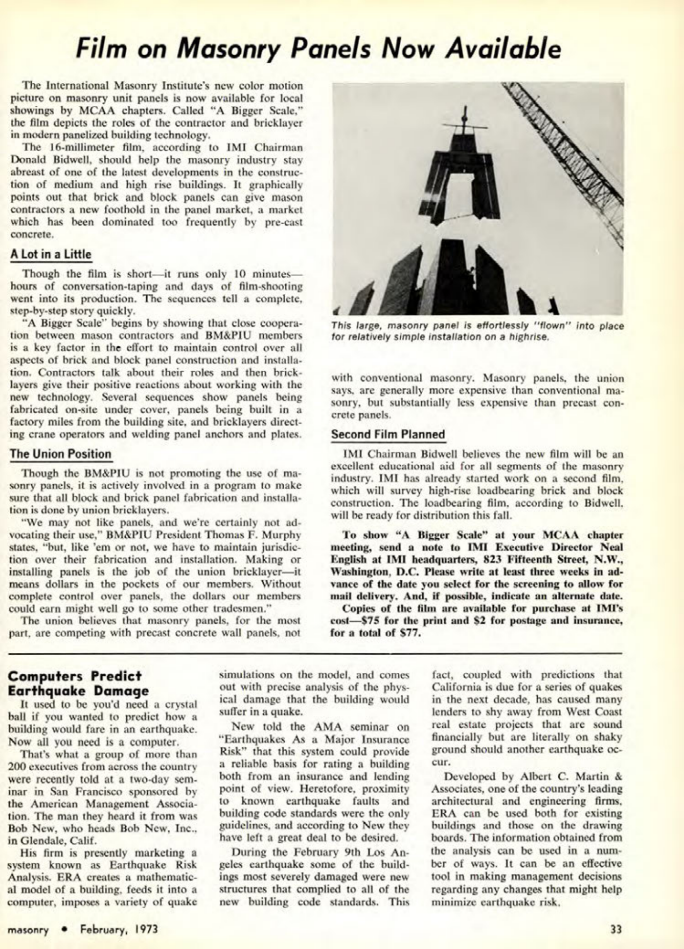 Masonry Magazine February 1973 Page. 33