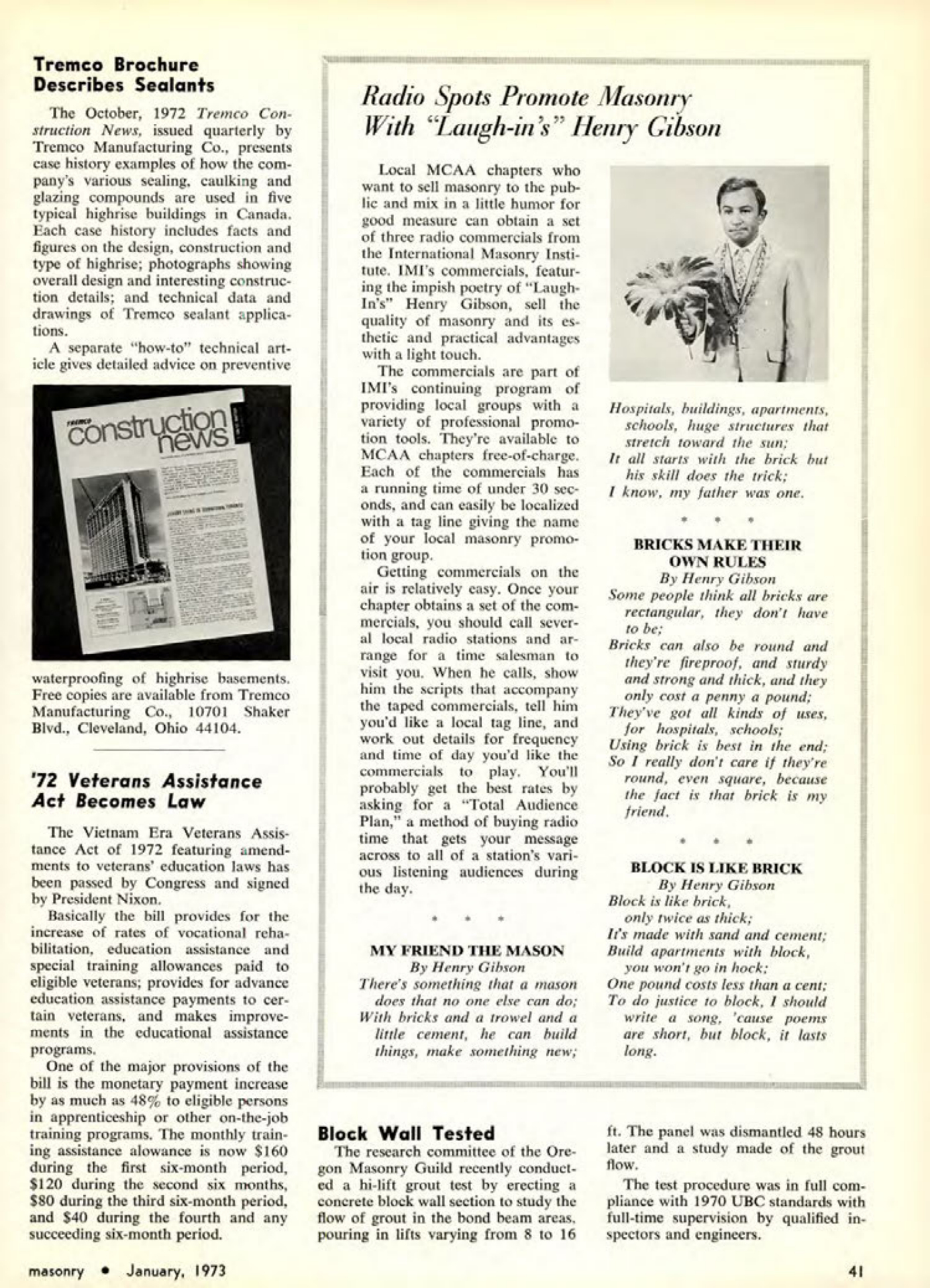 Masonry Magazine January 1973 Page. 43