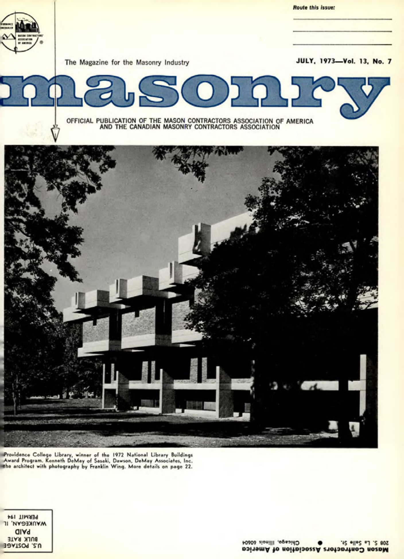 Masonry Magazine July 1973 Page. 1