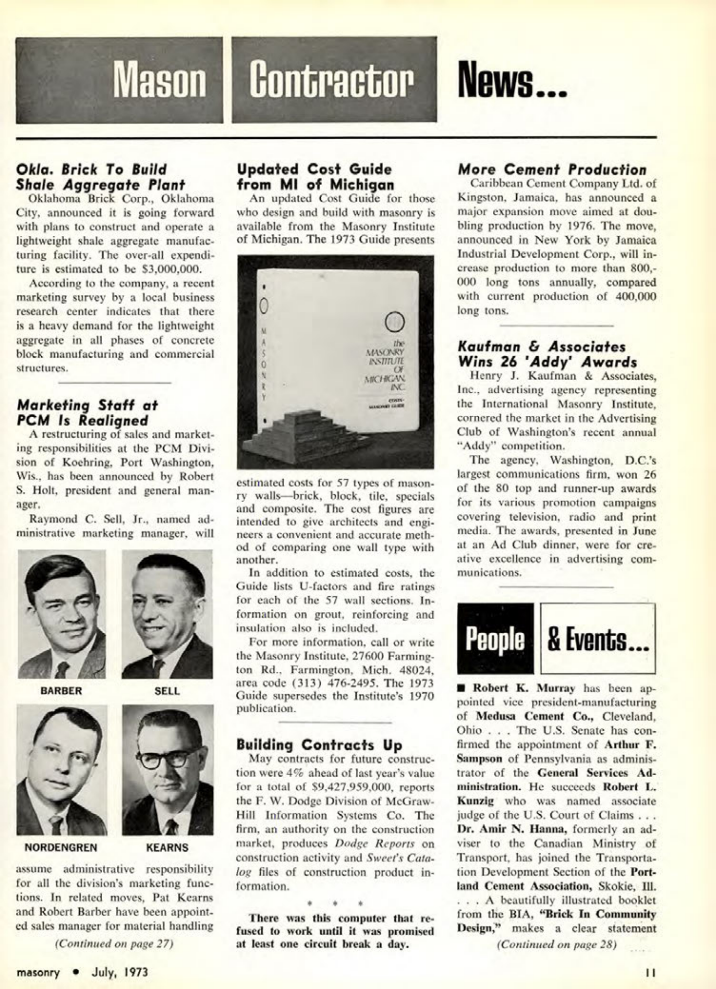Masonry Magazine July 1973 Page. 11